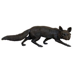 Life-Size Bronze Sculpture of a Walking Fox, Foundry Marked and Artist Signed