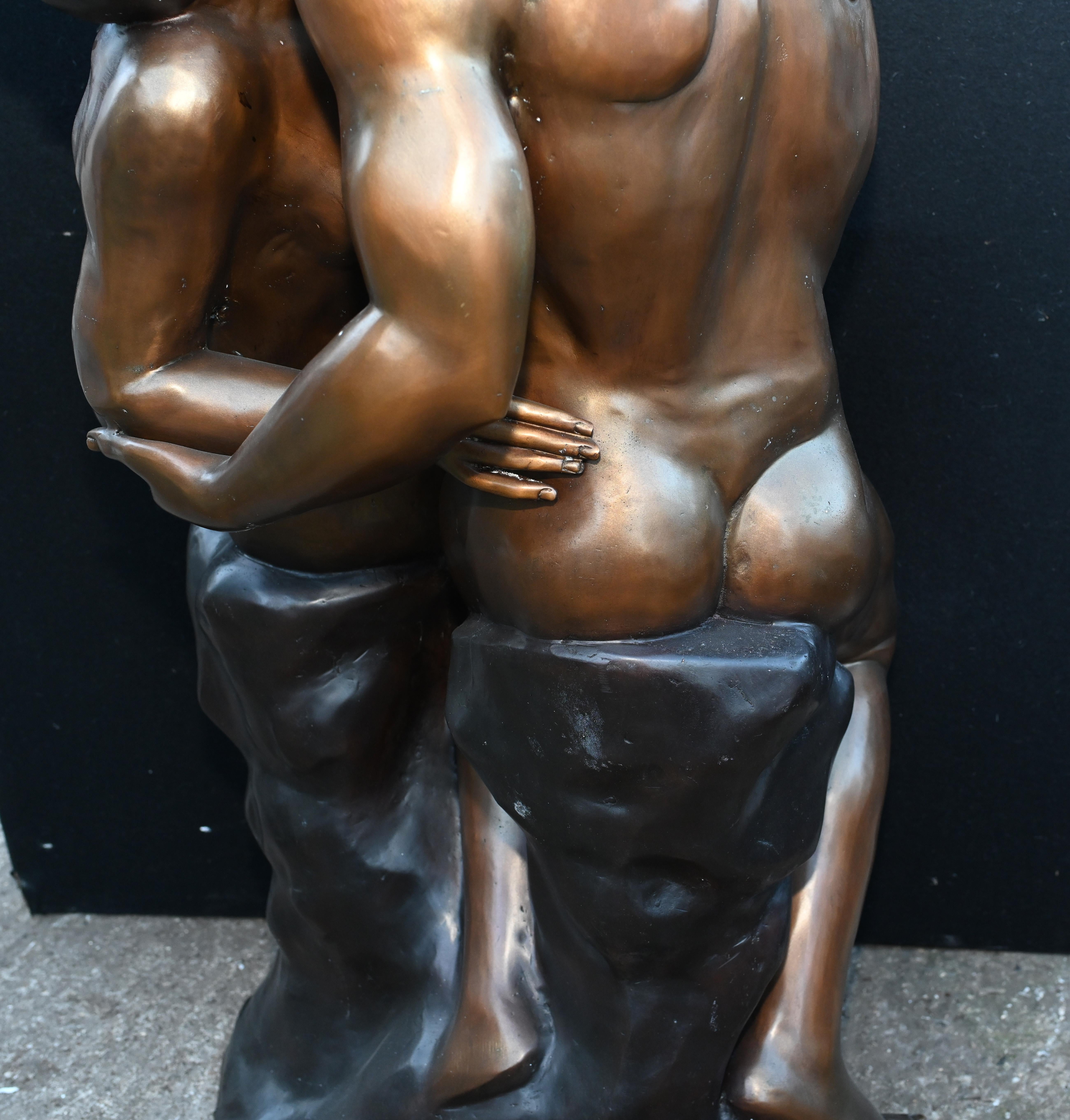 Lifesize Bronze the Kiss Statue After Rodin Garden Casting For Sale 7