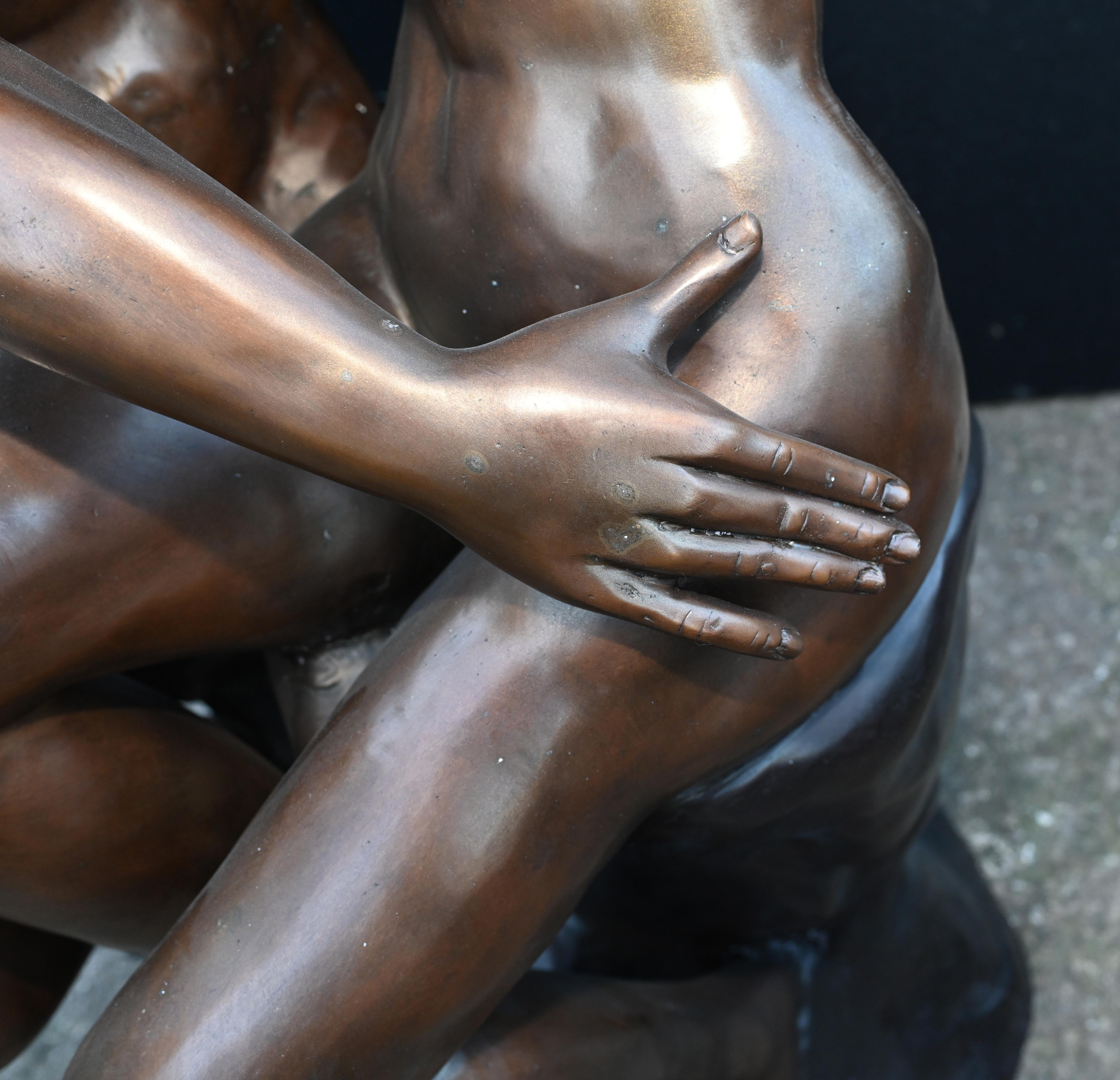 Lifesize Bronze the Kiss Statue After Rodin Garden Casting In Good Condition For Sale In Potters Bar, GB