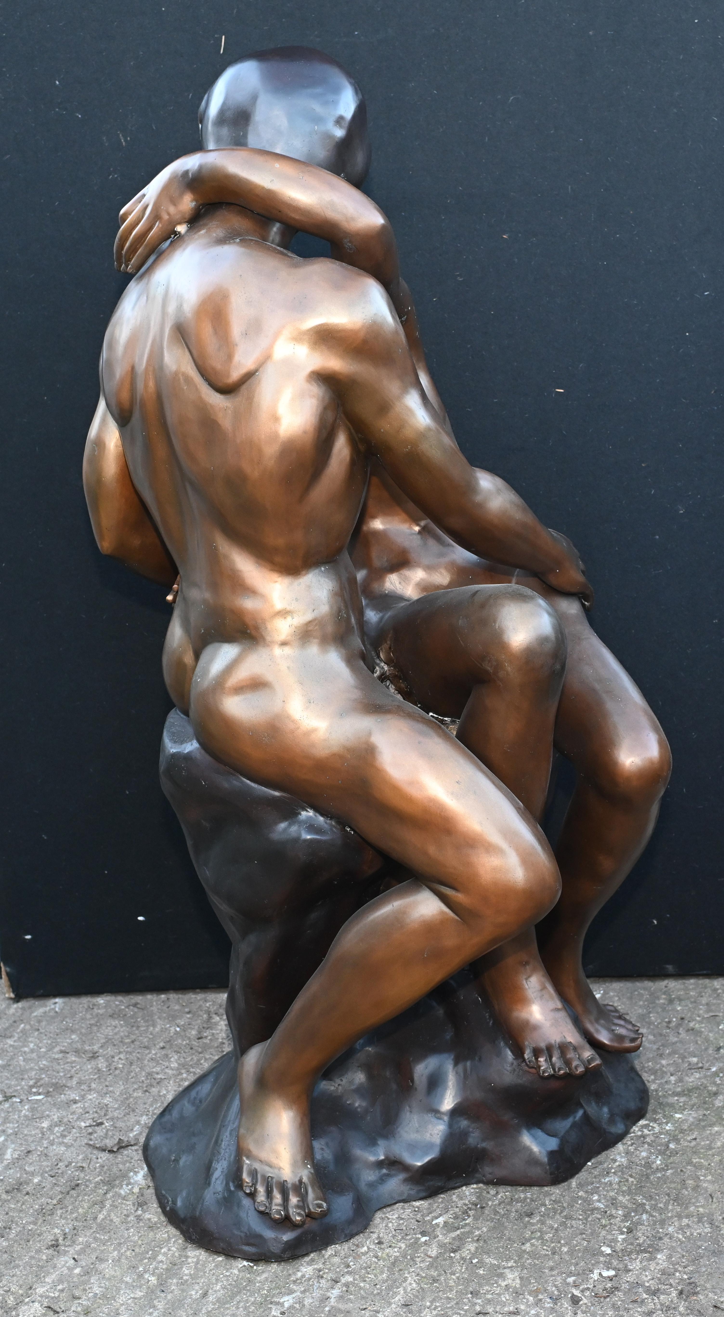 Lifesize Bronze the Kiss Statue After Rodin Garden Casting For Sale 2