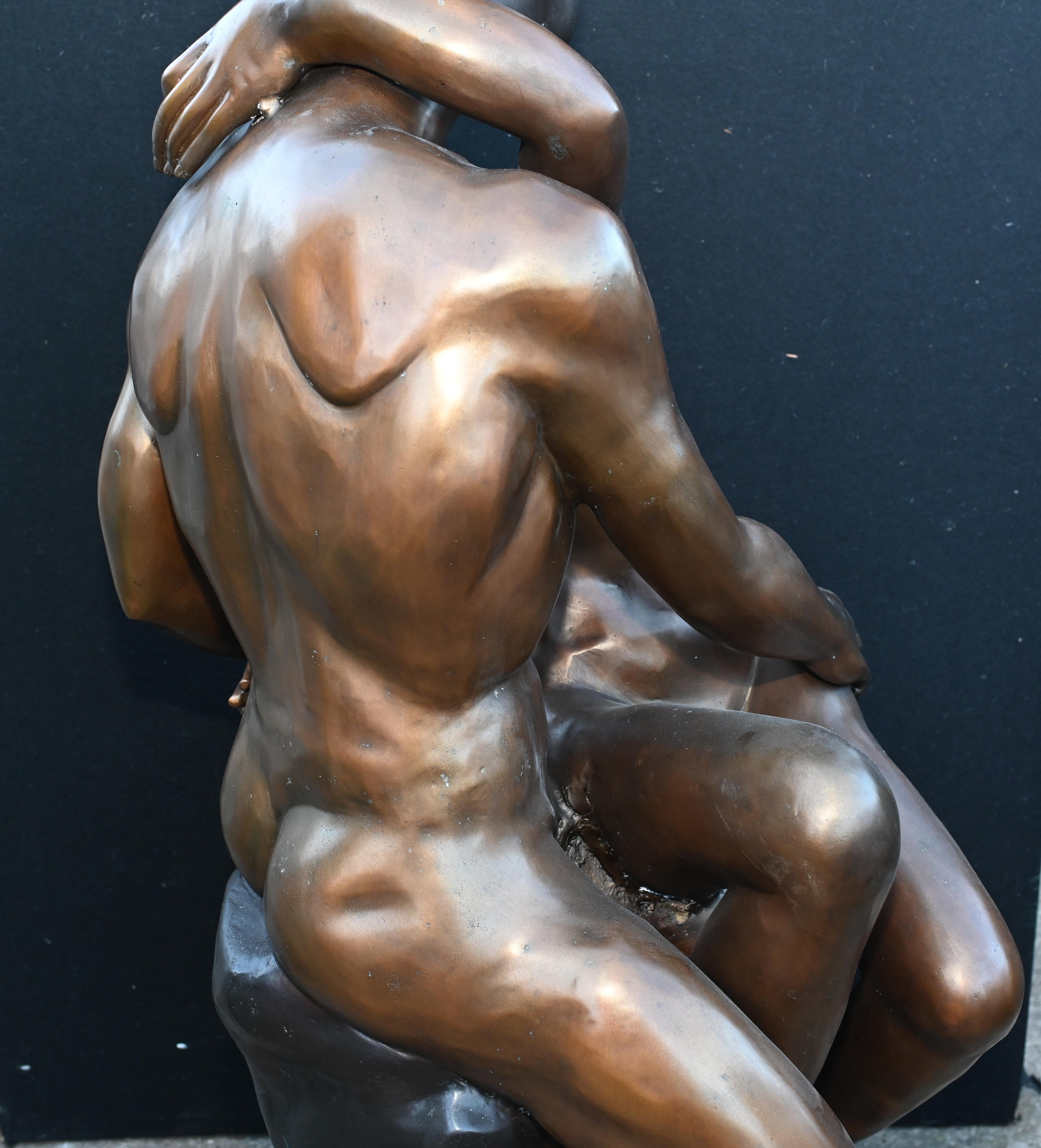 Lifesize Bronze the Kiss Statue After Rodin Garden Casting For Sale 4