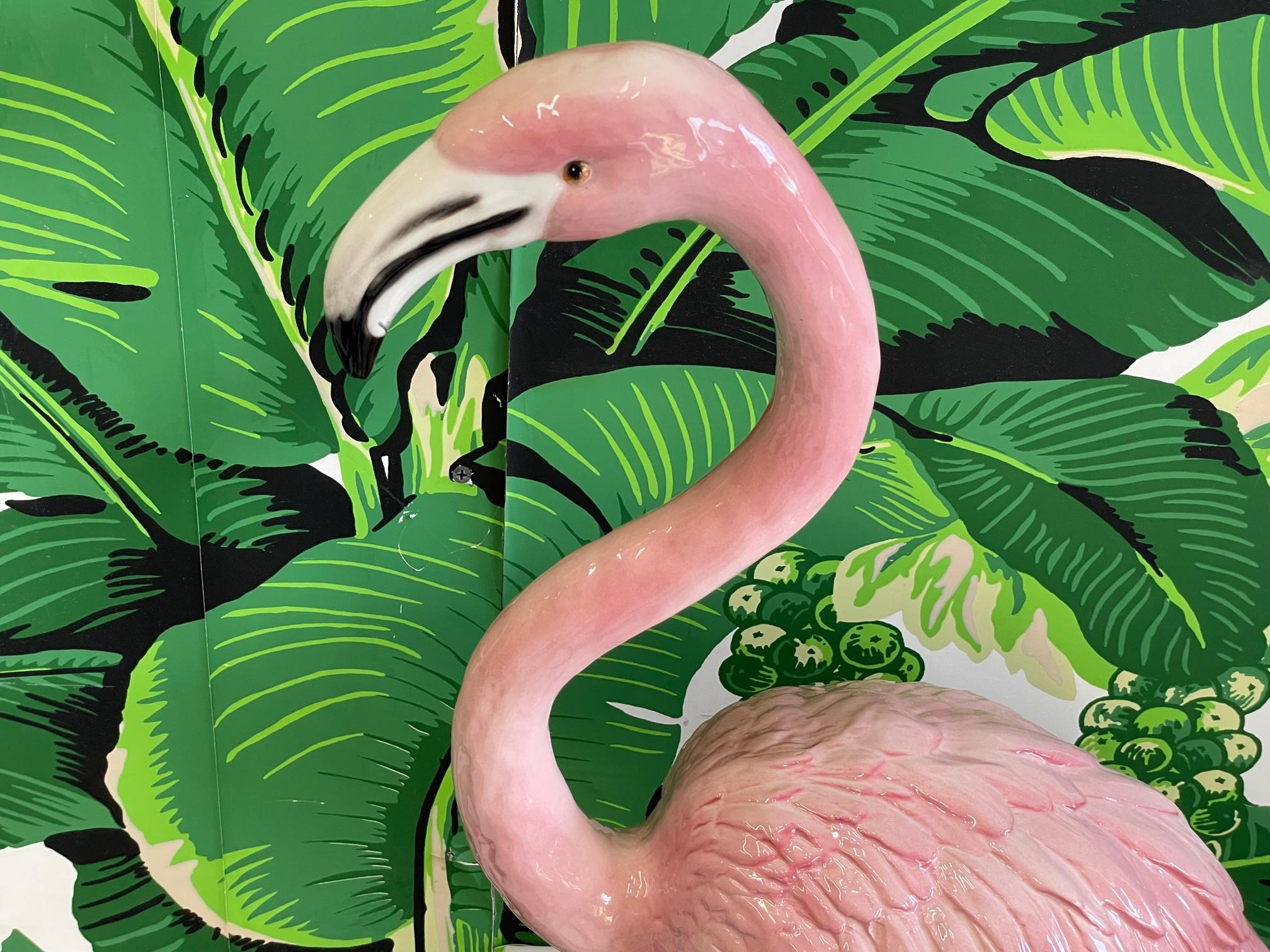 Lifesize Ceramic Flamingo Sculpture Made in Italy For Sale at 1stDibs