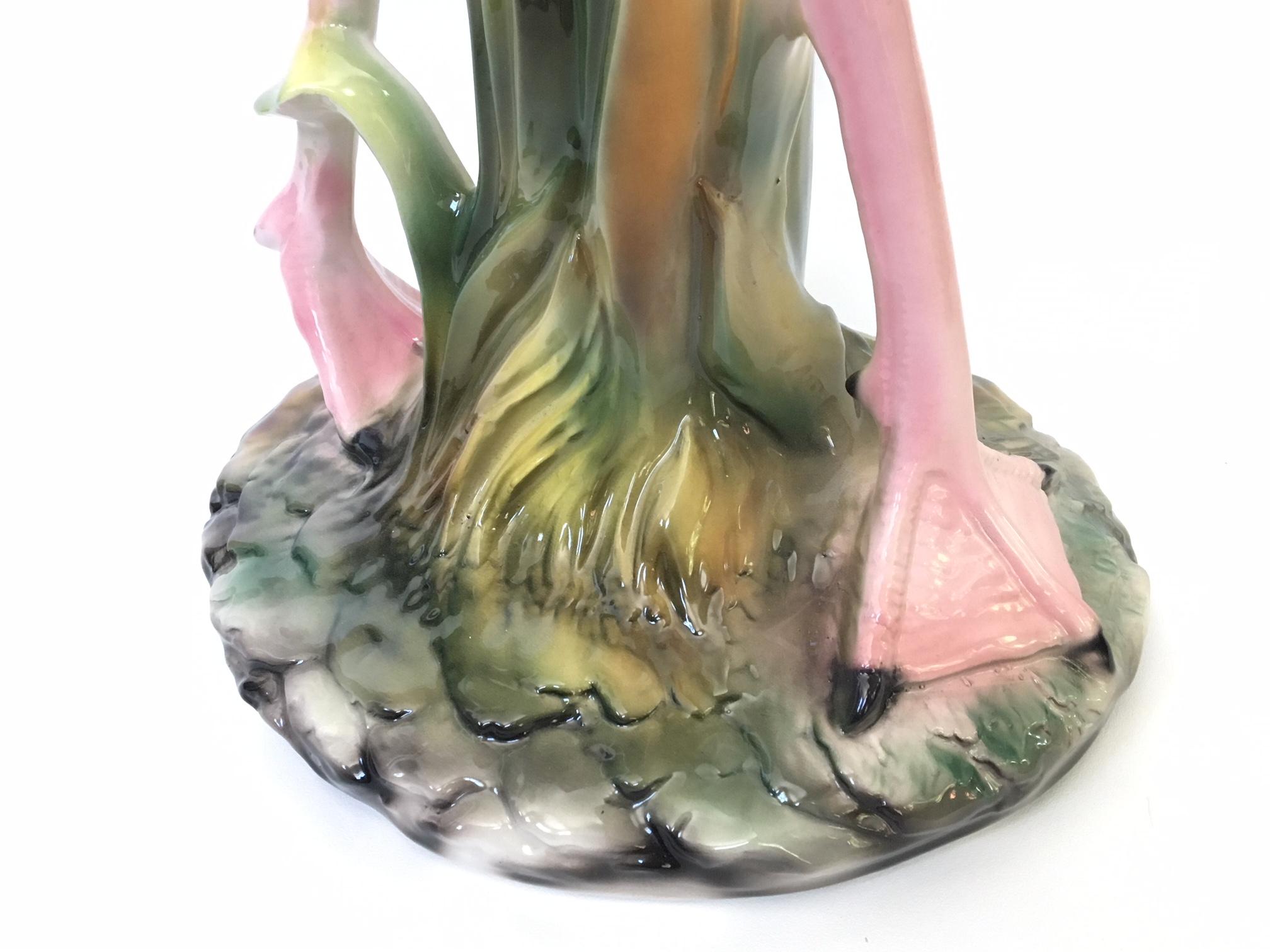 Céramique Sculpture de flamant rose en céramique à taille réelle fabriquée en Italie