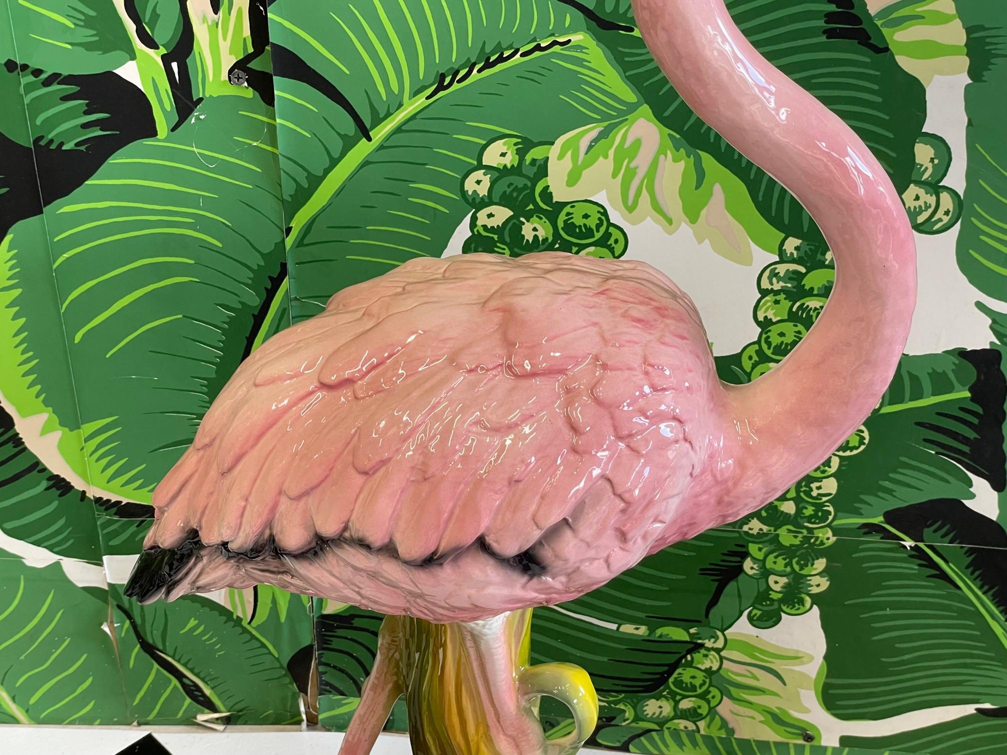 Lifesize Ceramic Flamingo Sculpture Made in Italy For Sale at 1stDibs