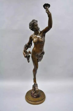 Lifesize Cibardie French Art Nouveau Style Bronze Female Nude Nymph Statue