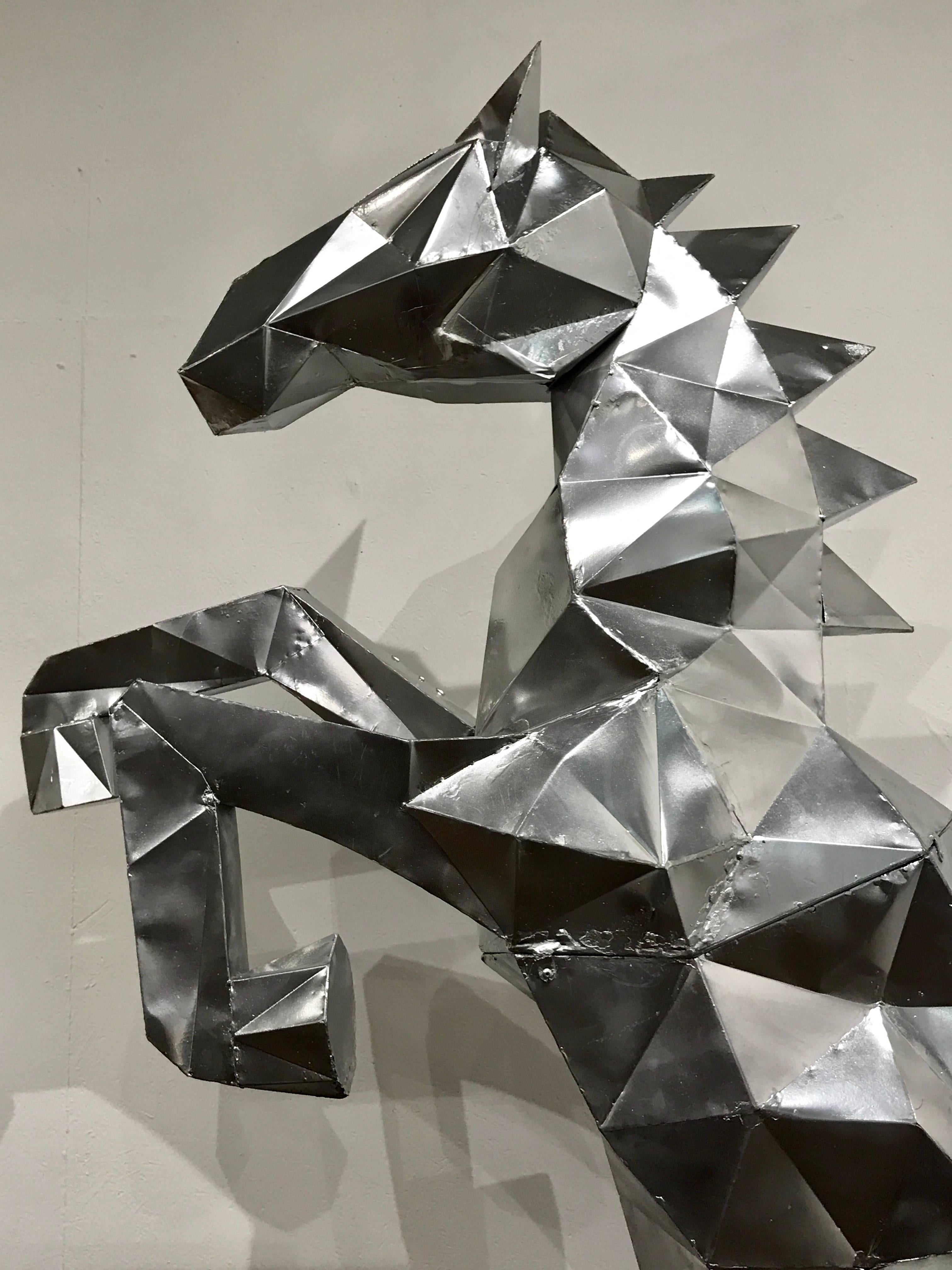 Lifesize Cubist Rearing Horse Sculpture, in the Style of Ben Foster 3