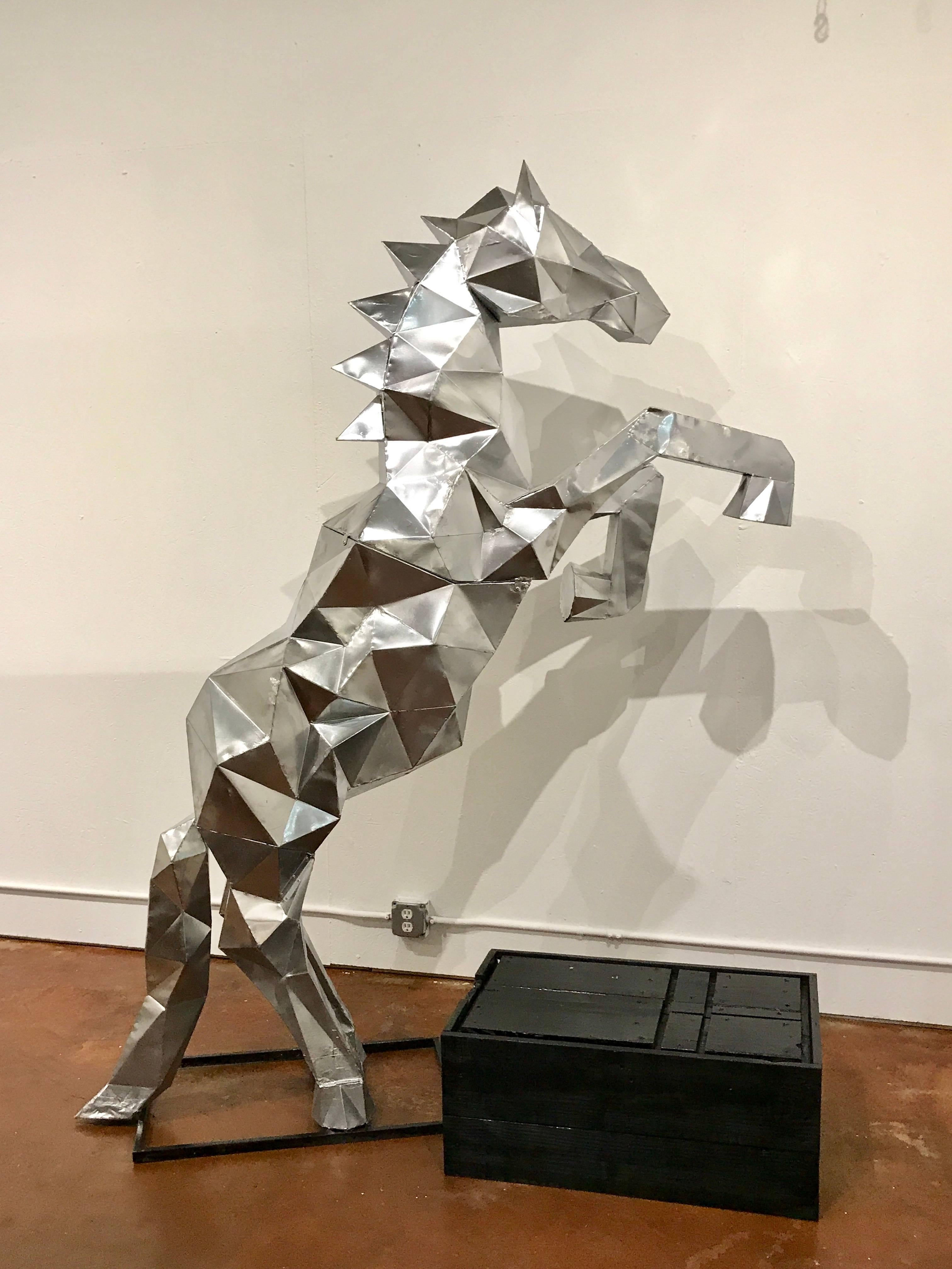 Lifesize Cubist Rearing Horse Sculpture, in the Style of Ben Foster 8