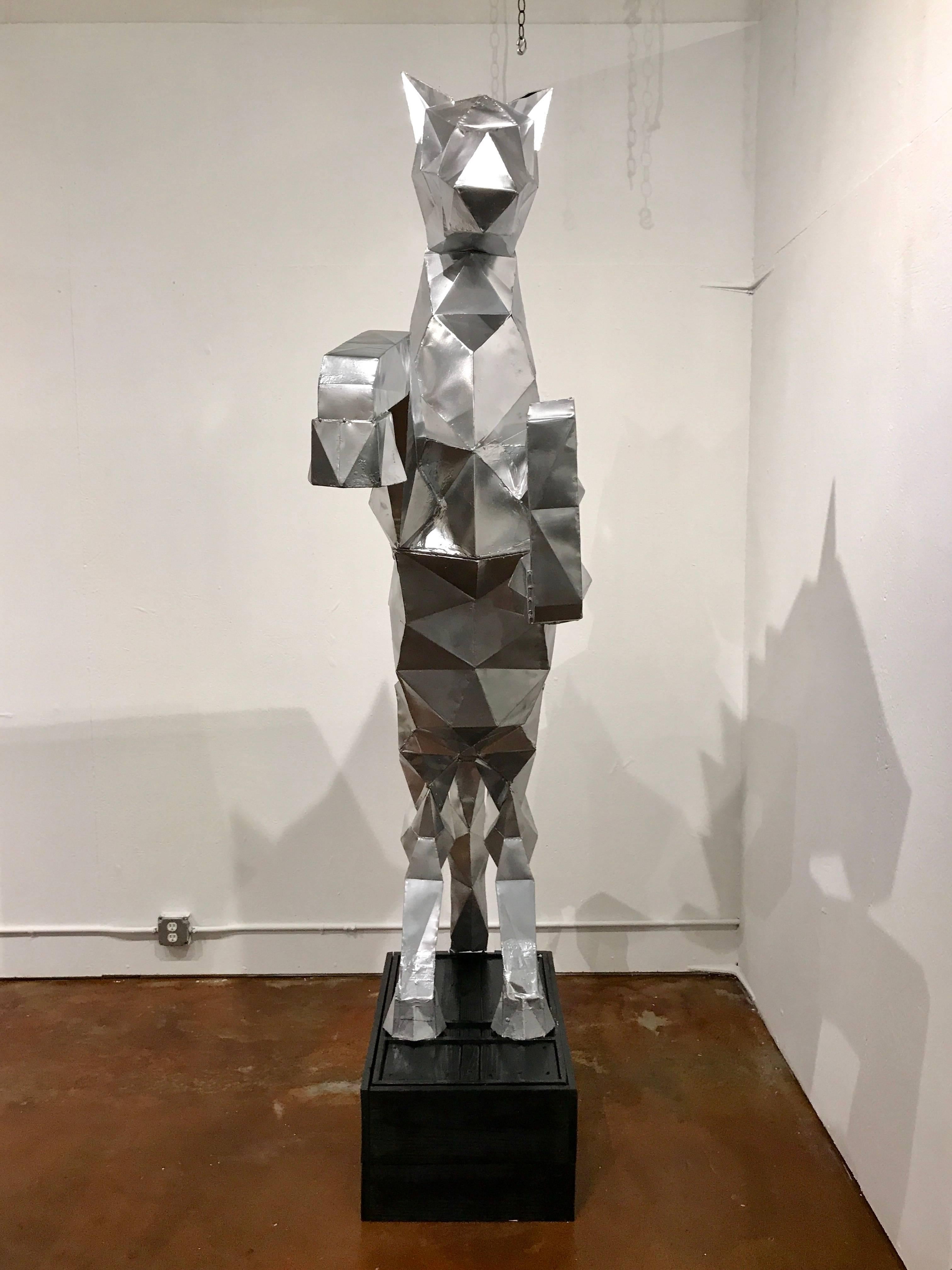 Modern Lifesize Cubist Rearing Horse Sculpture, in the Style of Ben Foster