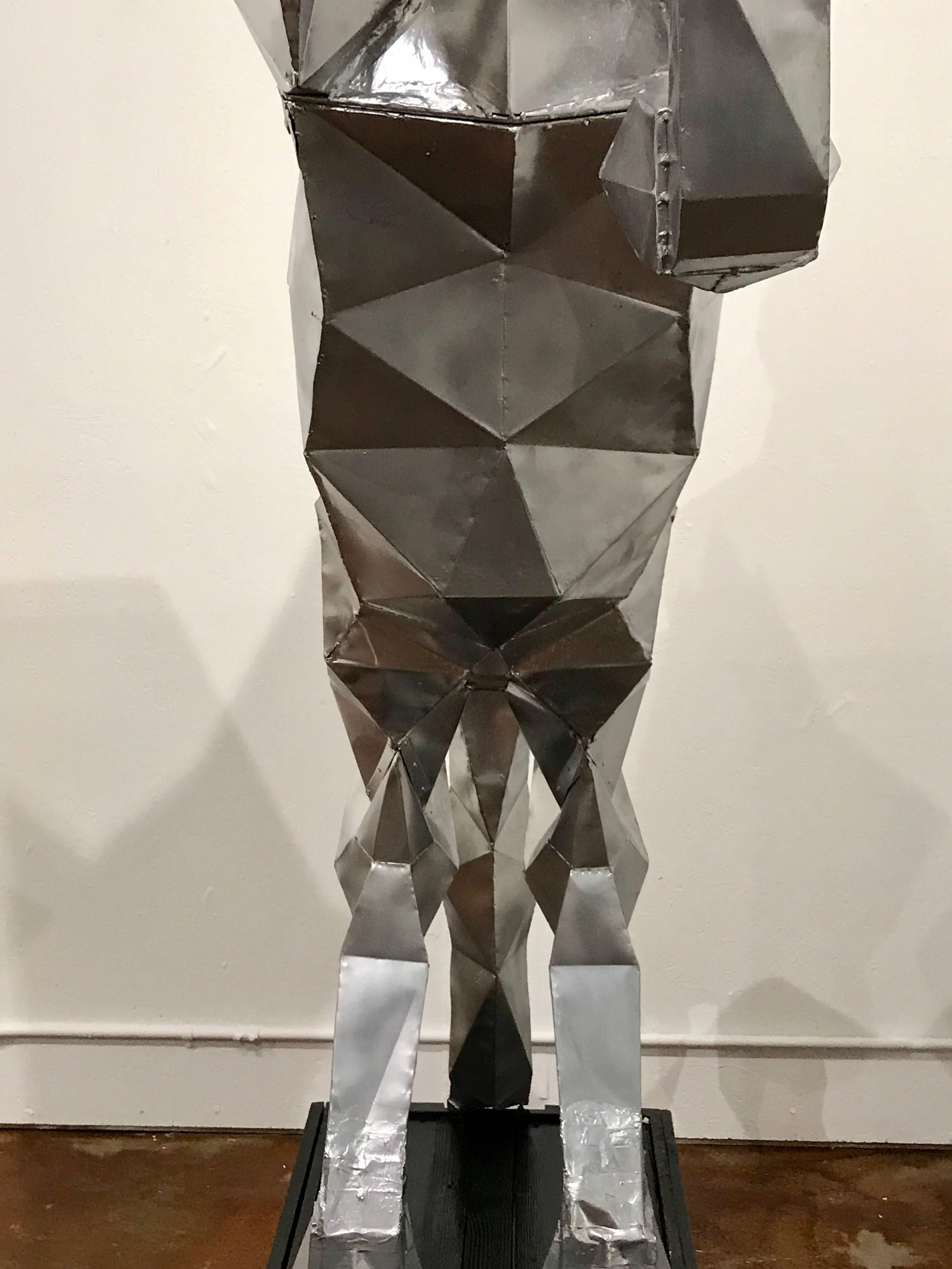 Enameled Lifesize Cubist Rearing Horse Sculpture, in the Style of Ben Foster