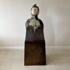 Lifesize Figural Studio Pottery Torso on Steel Base, One-Of-A-Kind Art Piece