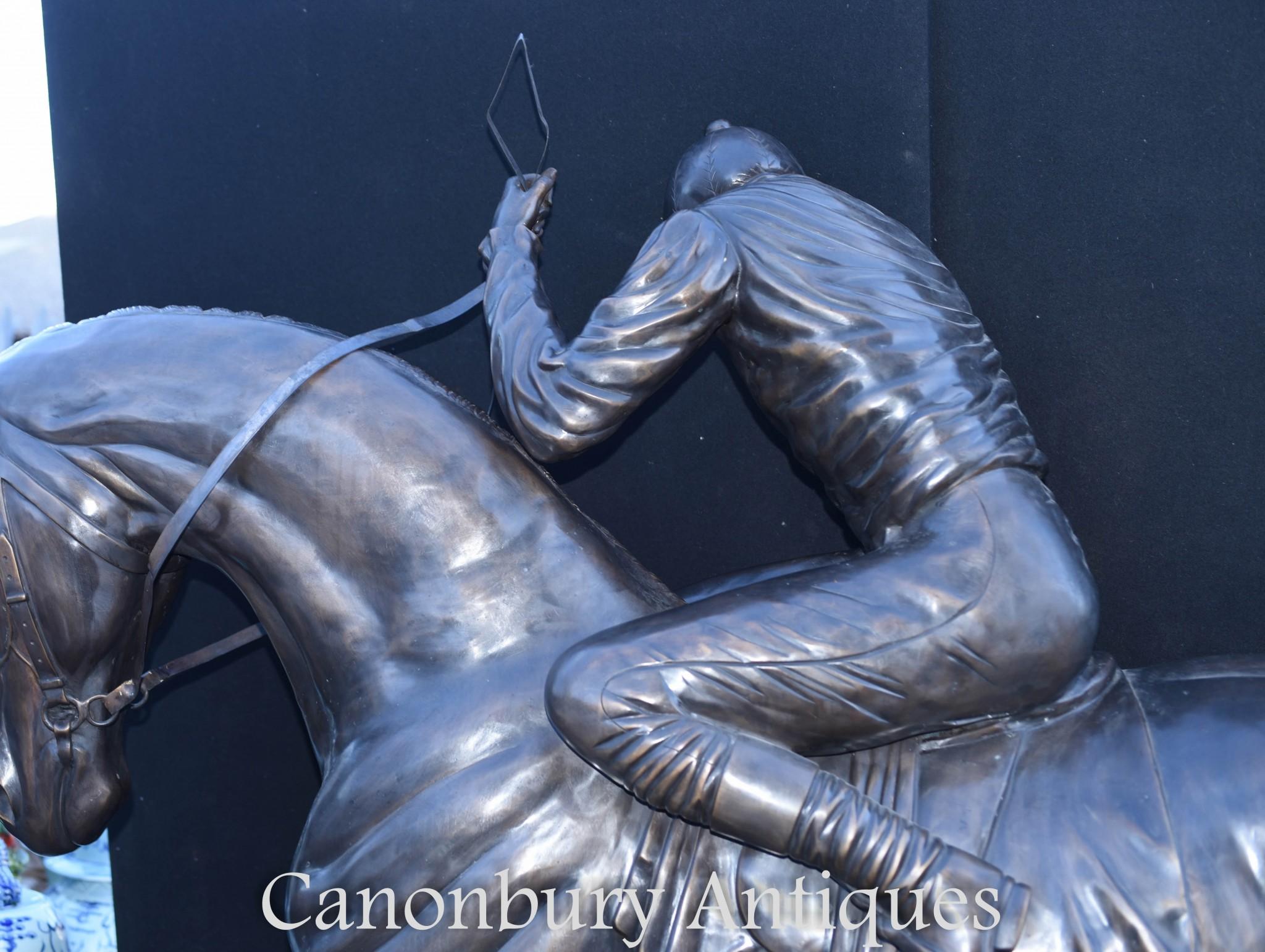 Statue en bronze à taille réelle de cheval et de jockey par Bonheur en vente 14