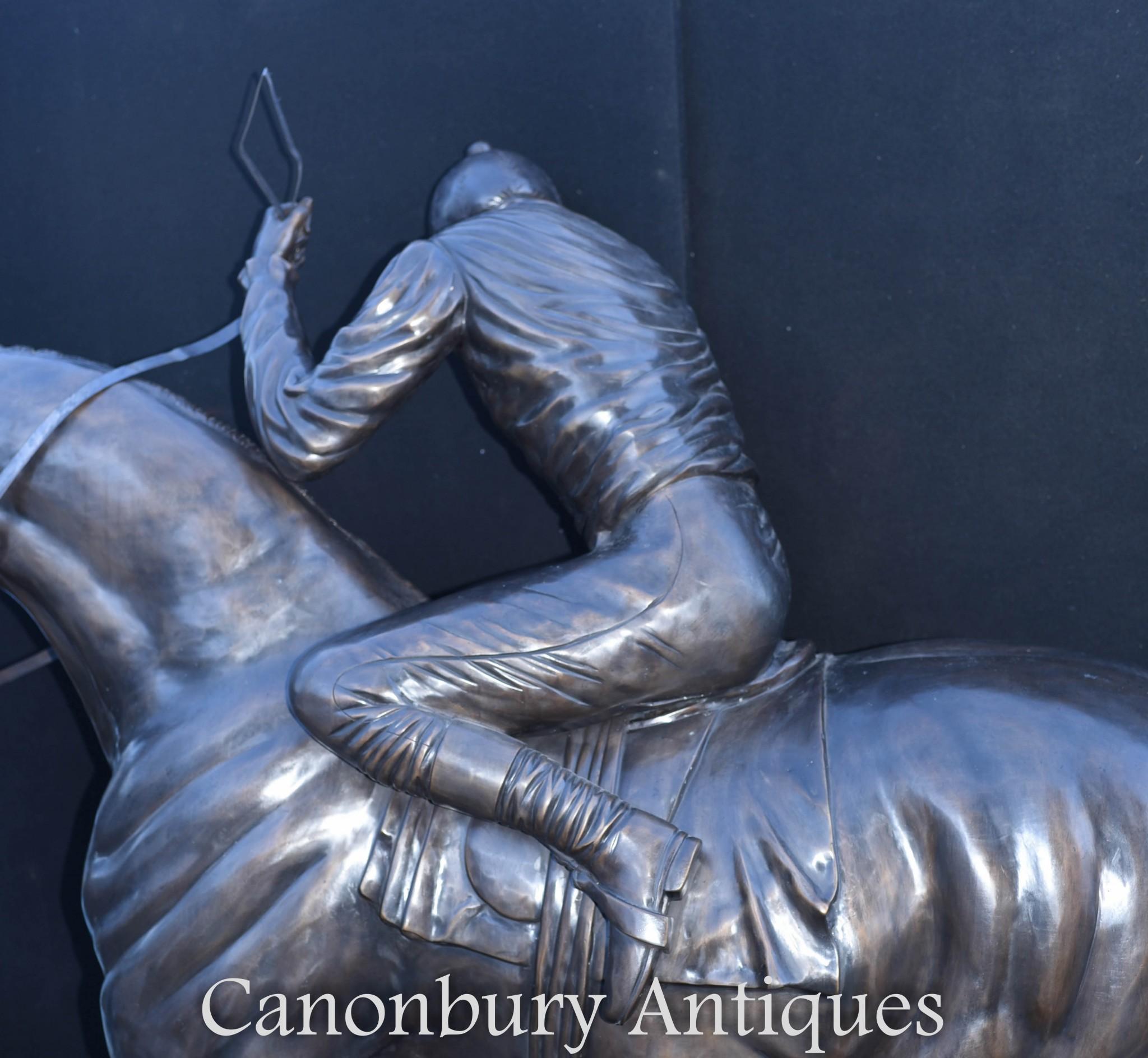 Lifesize French Bronze Horse and Jockey Statue by Bonheur In Good Condition For Sale In Potters Bar, GB