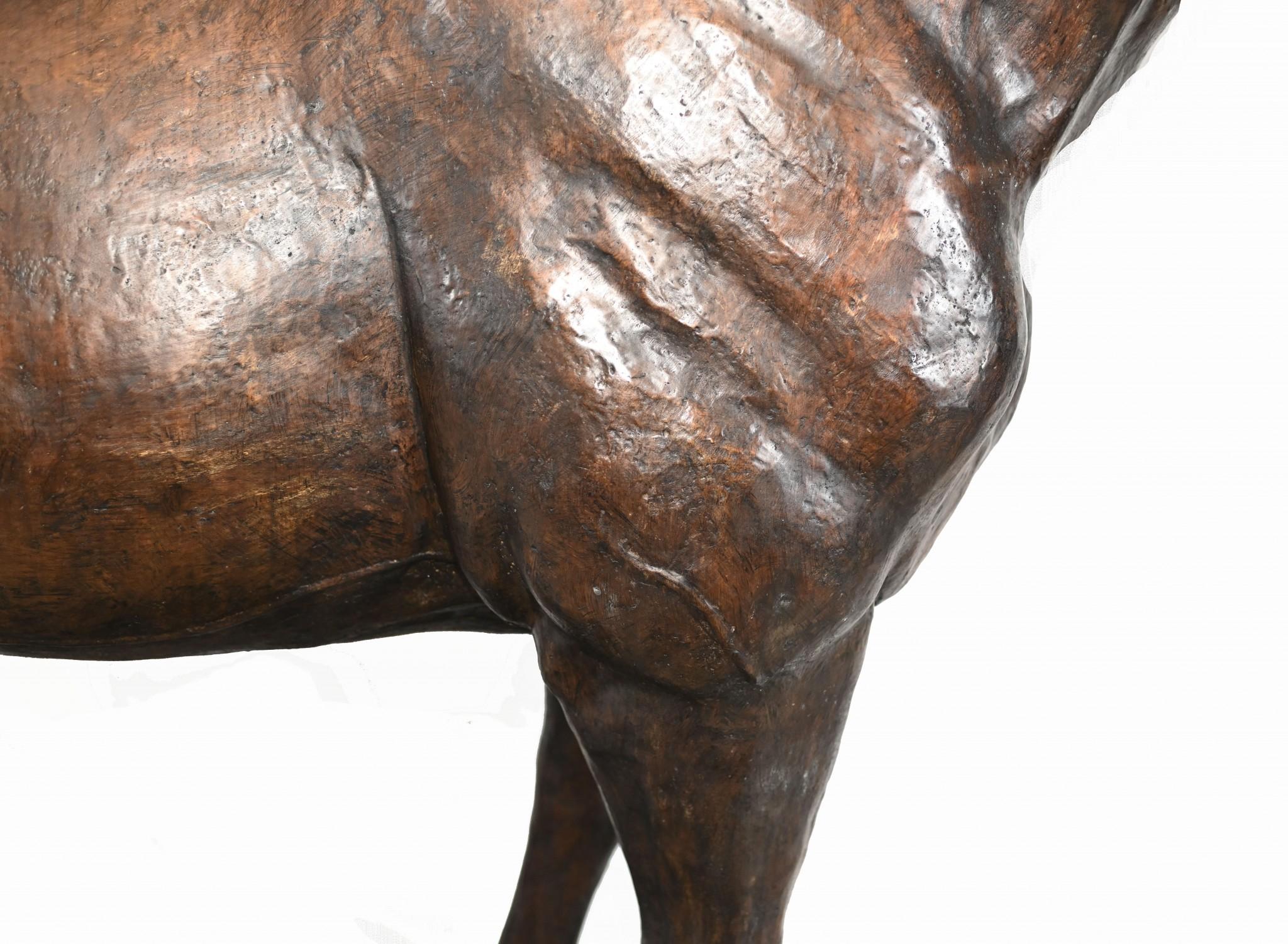 Fine XX secolo Statua di cavallo francese in bronzo a grandezza naturale Cavalli architettonici in bronzo Pony
