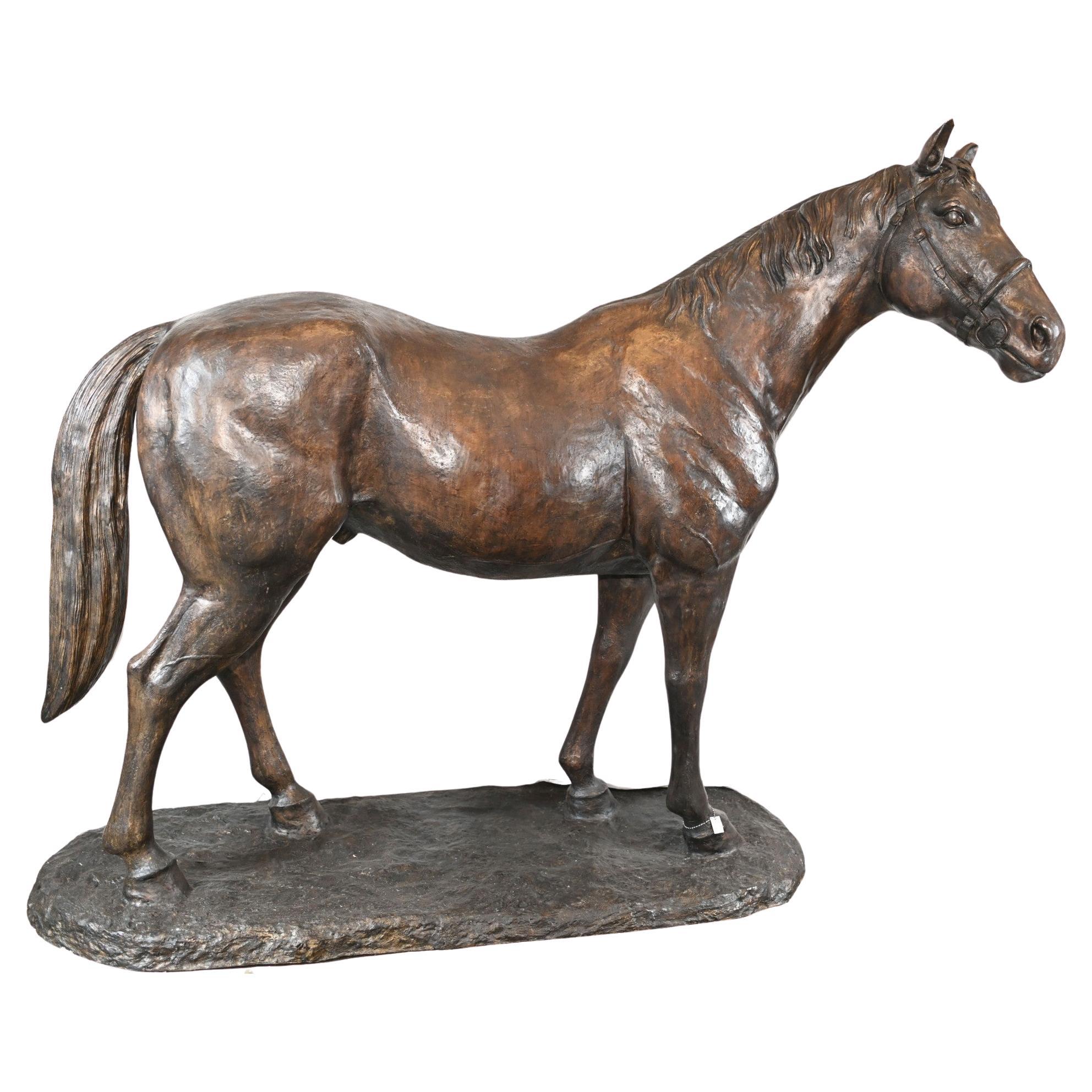 Französische Bronze-Pferdenstatue in Großformat mit architektonischen Bronzepferden, Pony
