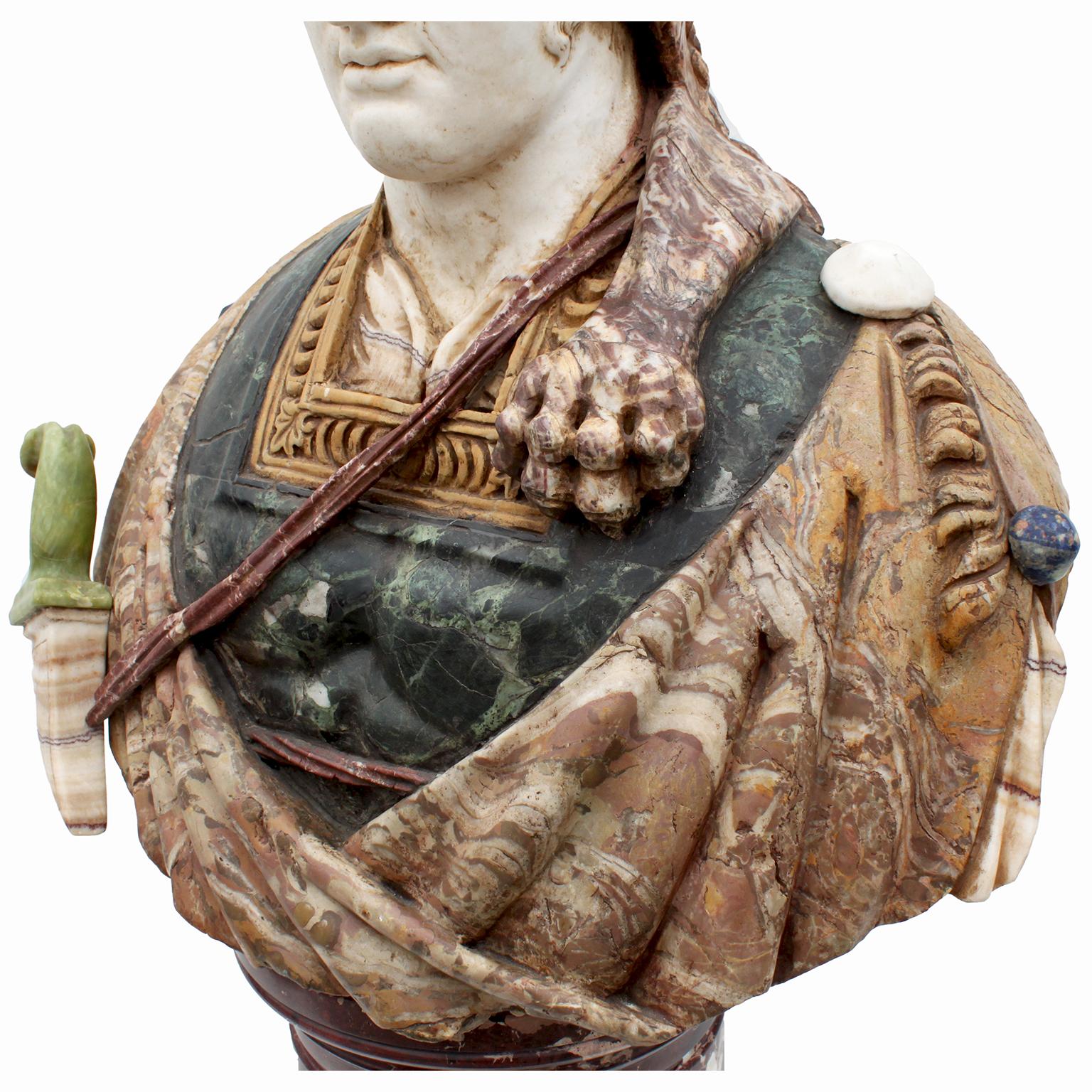 Buste grandeur nature en marbre italien du XIXe siècle représentant un guerrier gréco-romain en vente 11