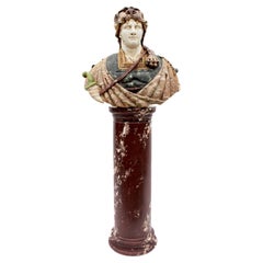Buste grandeur nature en marbre italien du XIXe siècle représentant un guerrier gréco-romain
