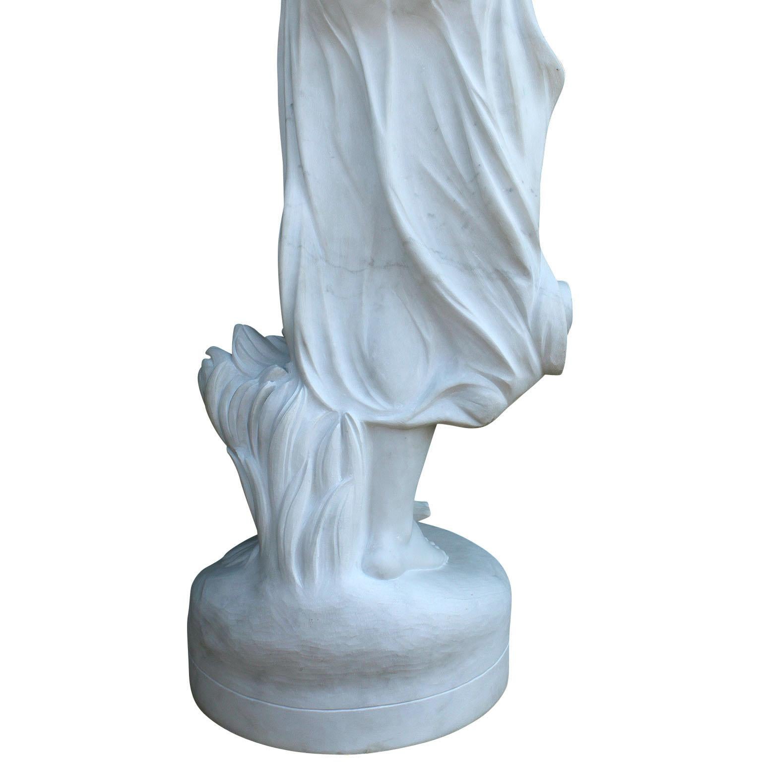 Lifesize Italian 20th Century Carved Carrara Marble Figure of a Semi-Nude Girl 10
