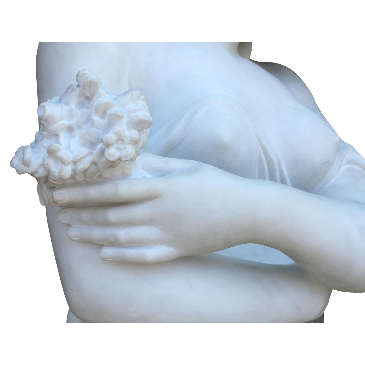 Lifesize Italian 20th Century Carved Carrara Marble Figure of a Semi-Nude Girl 2