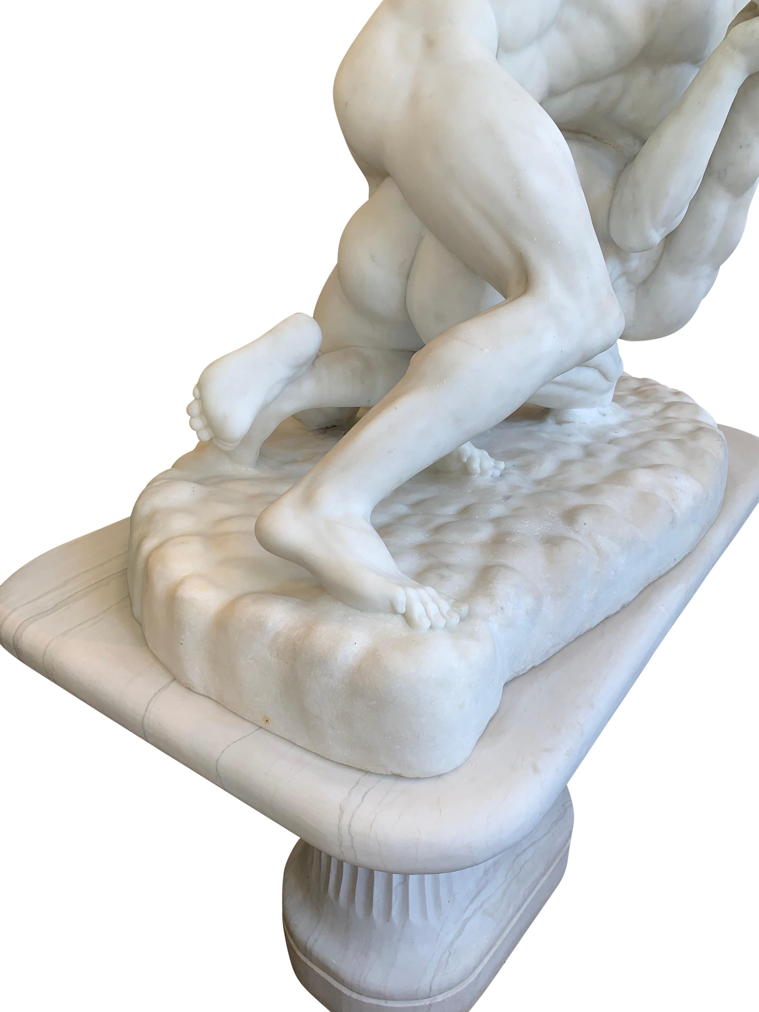 Life Size 19th Century Italian White Marble Sculpture Titled 