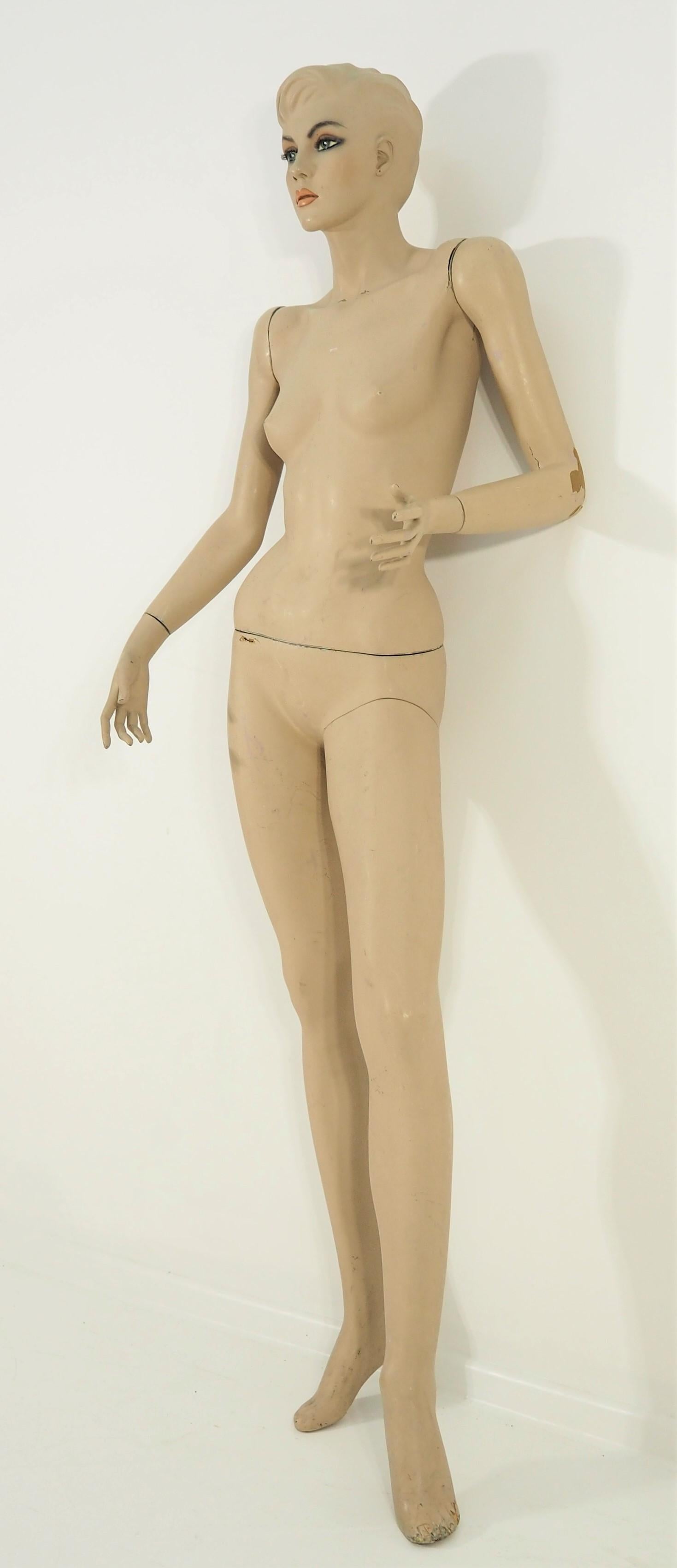Lifesize Mannequin, 1960s In Distressed Condition For Sale In Bielsko Biala, slaskie