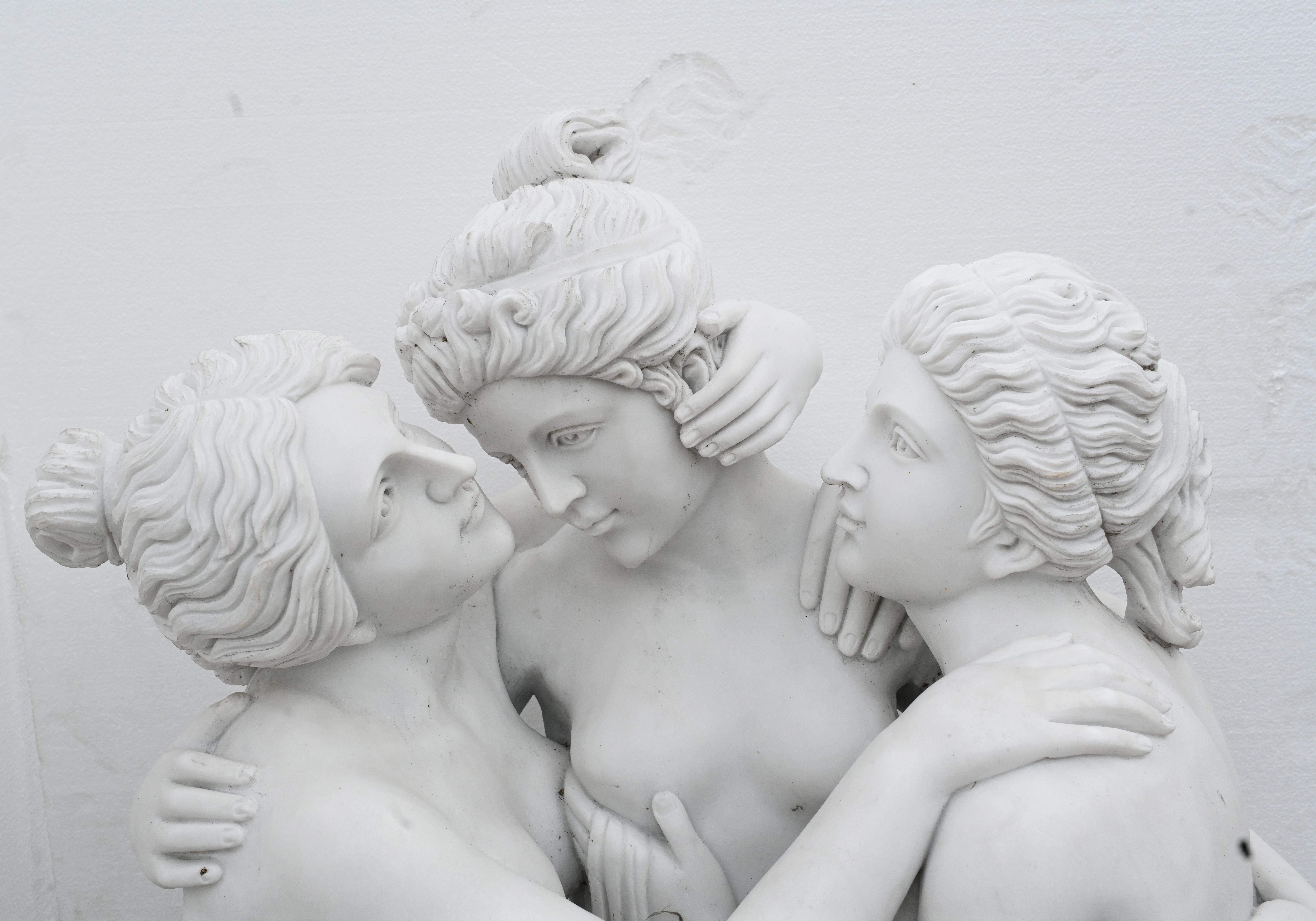 Lifesize Marble Three Graces Staue After Canova Carved Garden Art For Sale 5