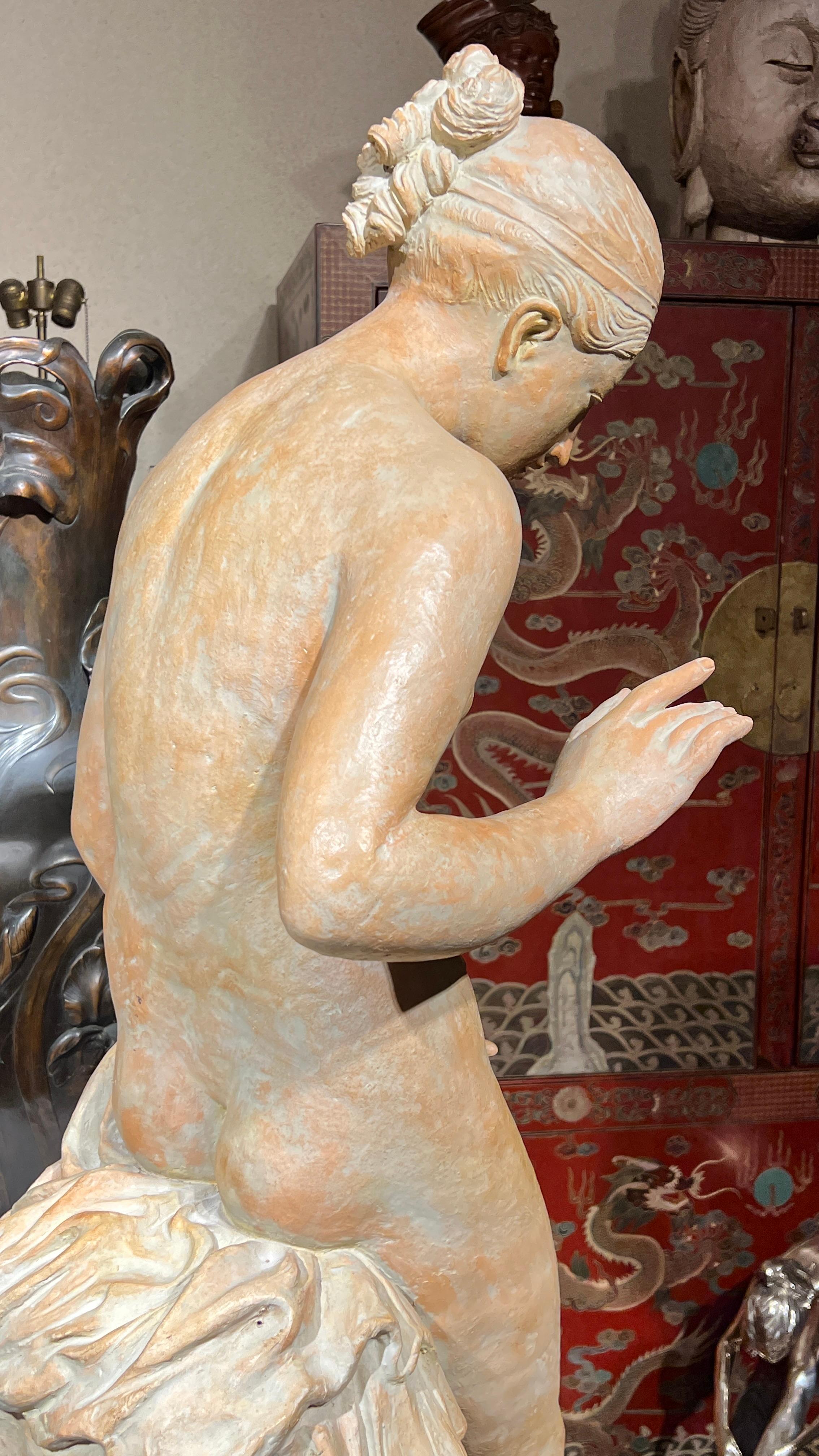 Lifesize Neoclassical Terracotta Figure of Bathing Venus For Sale 14