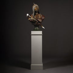 Lifesize Orientalist Bronze Bust 'Janissaire du Sultan Mahmoud II'