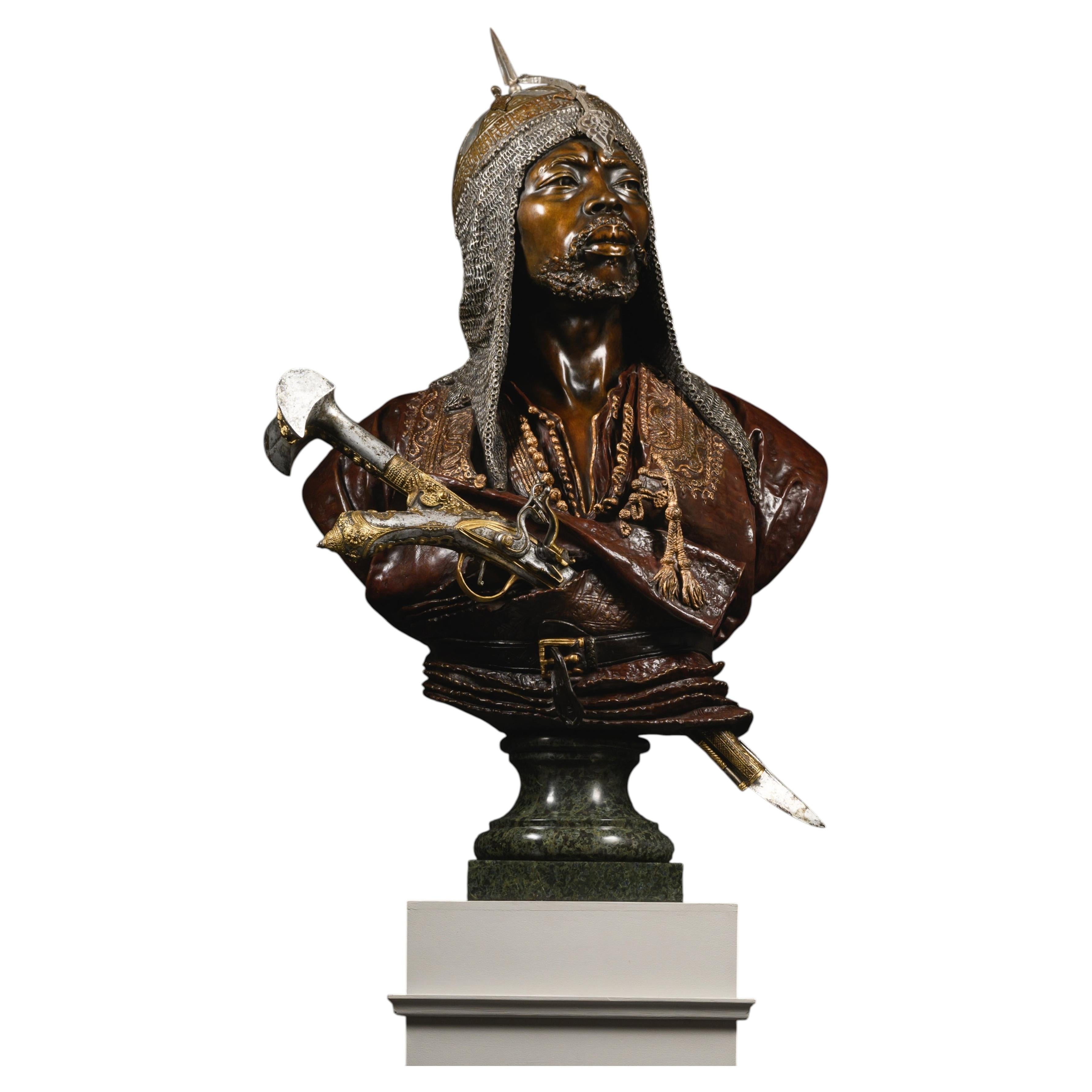 Lifesize Orientalist Bronze Bust 'Janissaire du Sultan Mahmoud II'