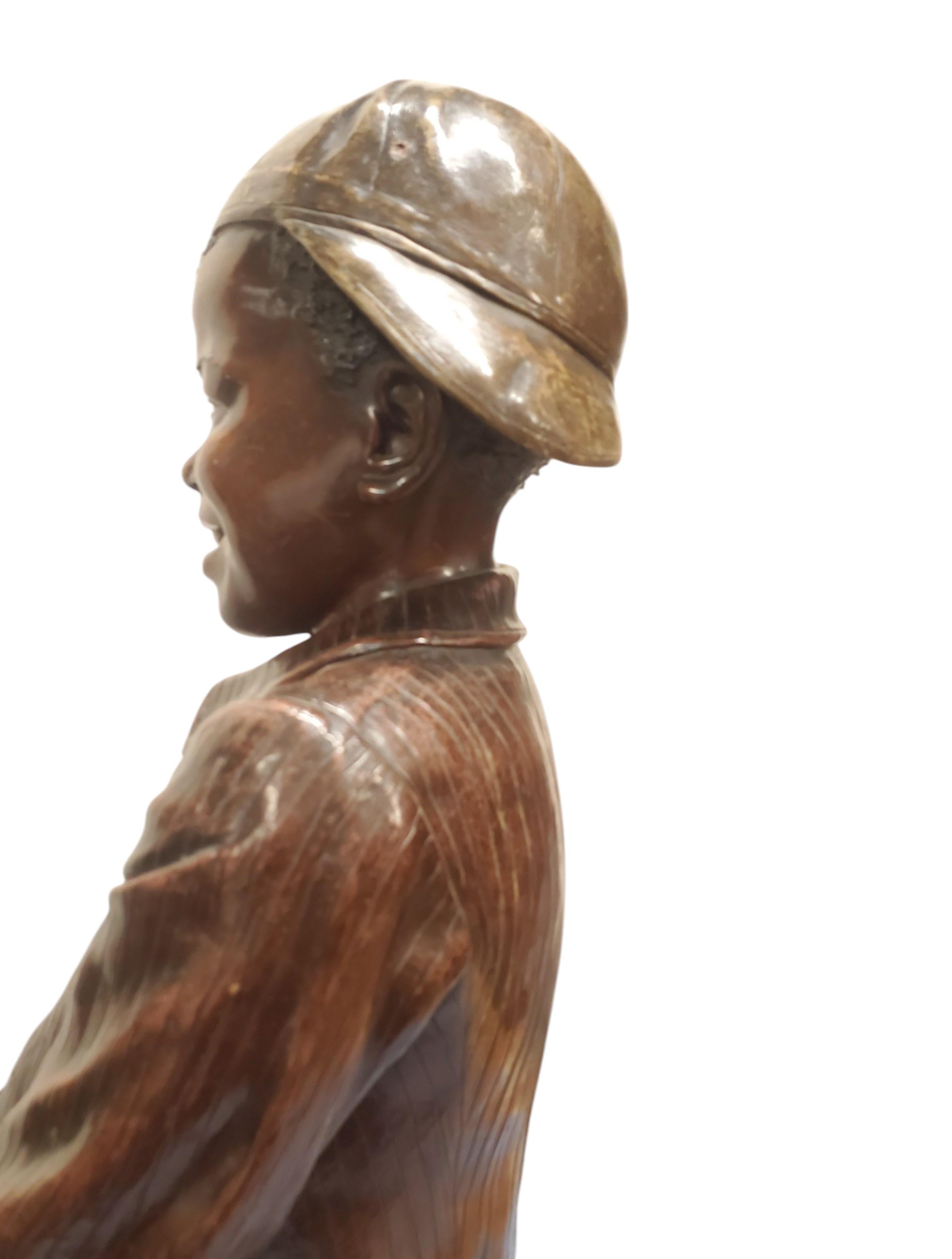 Lifesize original Goldscheider polychrome terracotta figure of a young boy For Sale 4