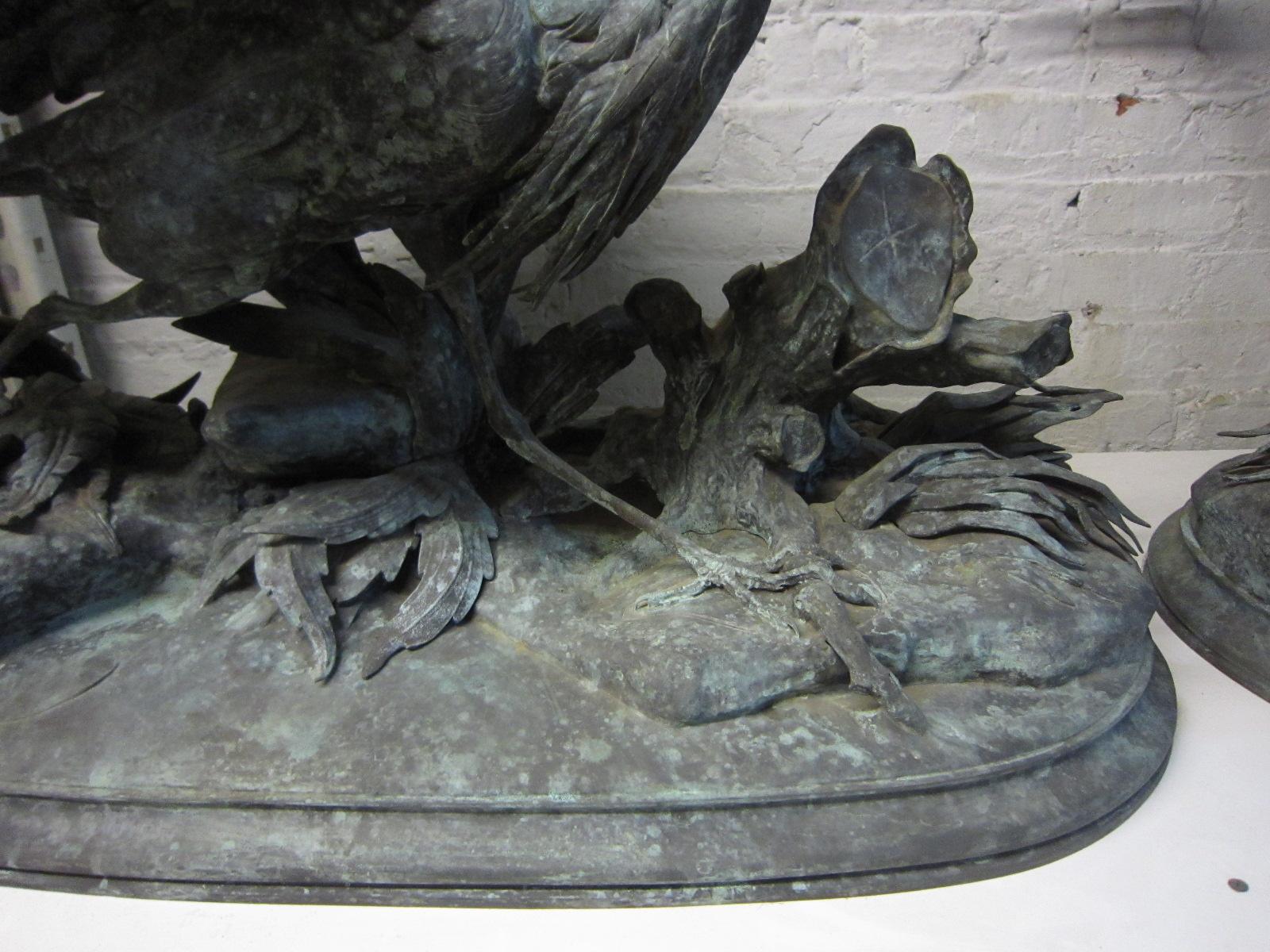 XIXe siècle Paire de sculptures françaises originales de Herons- Moigniez en vente