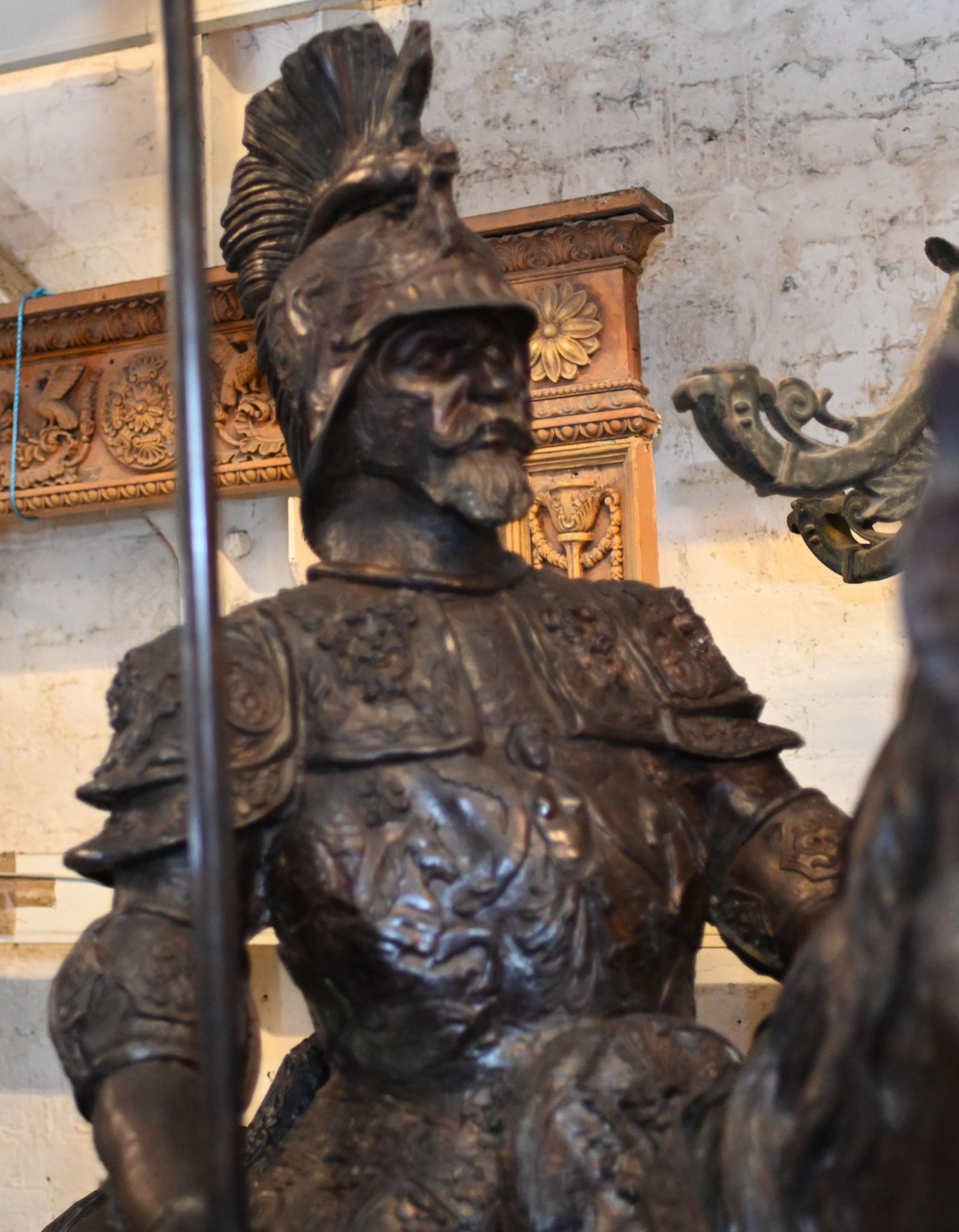 Lifesize Roman Gladiator on Horseback Statue Sculpture Architectural Art 5