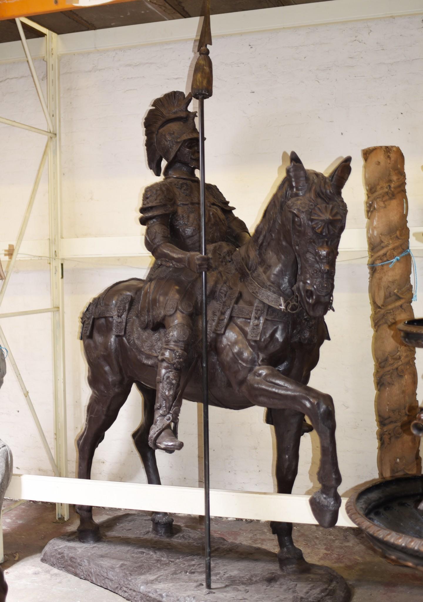 Lifesize Roman Gladiator on Horseback Statue Sculpture Architectural Art 7