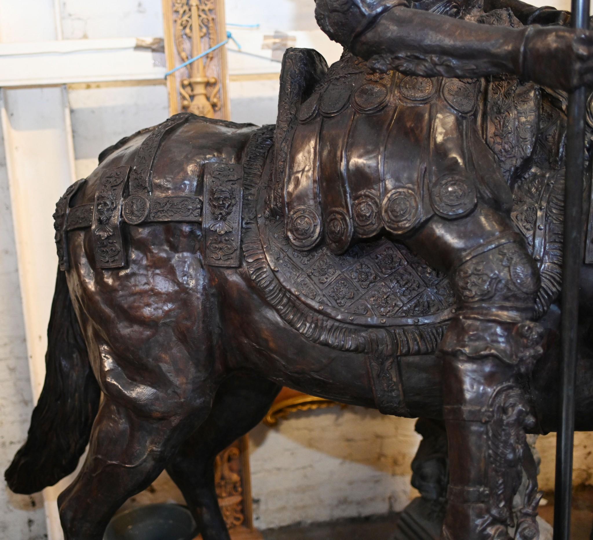 Lifesize Roman Gladiator on Horseback Statue Sculpture Architectural Art For Sale 7