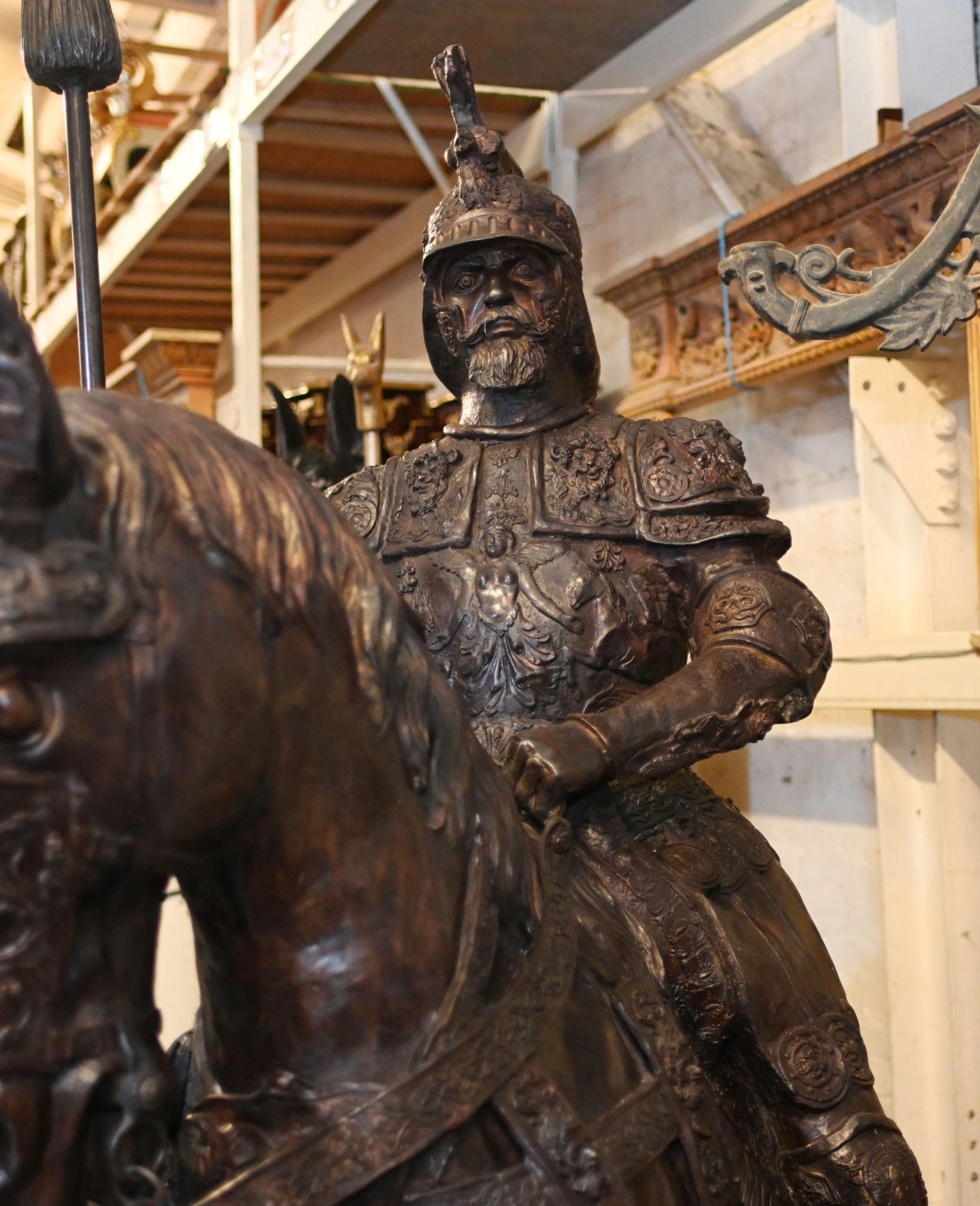 Gladiateur romain à cheval Statue Sculpture Art architectural en vente 9