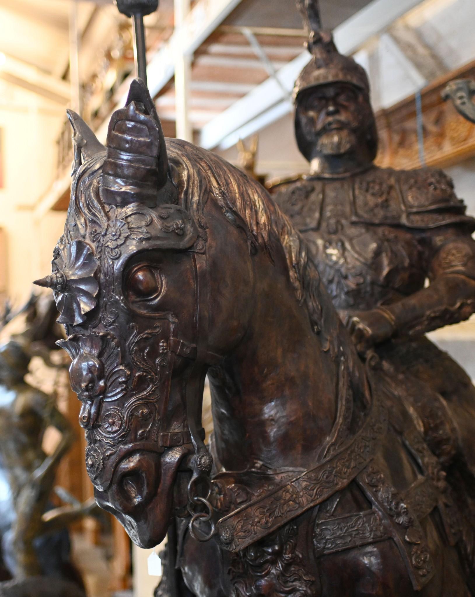 Lifesize Roman Gladiator on Horseback Statue Sculpture Architectural Art For Sale 11