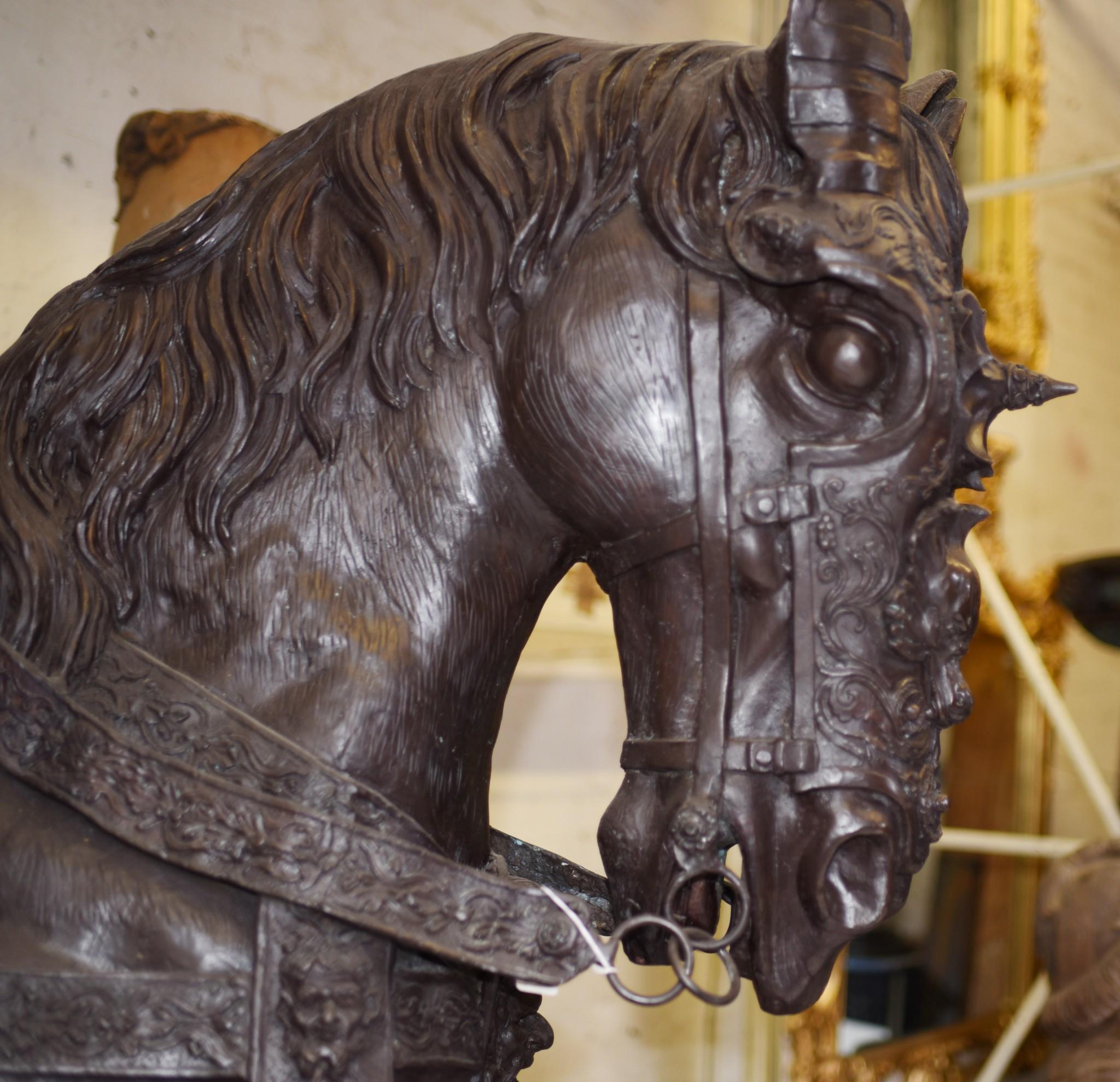 Bronze Lifesize Roman Gladiator on Horseback Statue Sculpture Architectural Art