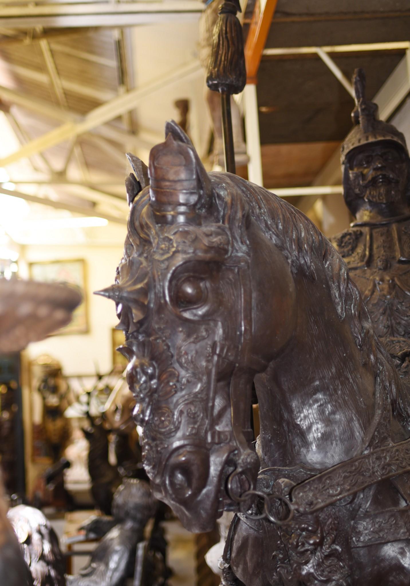 Lifesize Roman Gladiator on Horseback Statue Sculpture Architectural Art 2