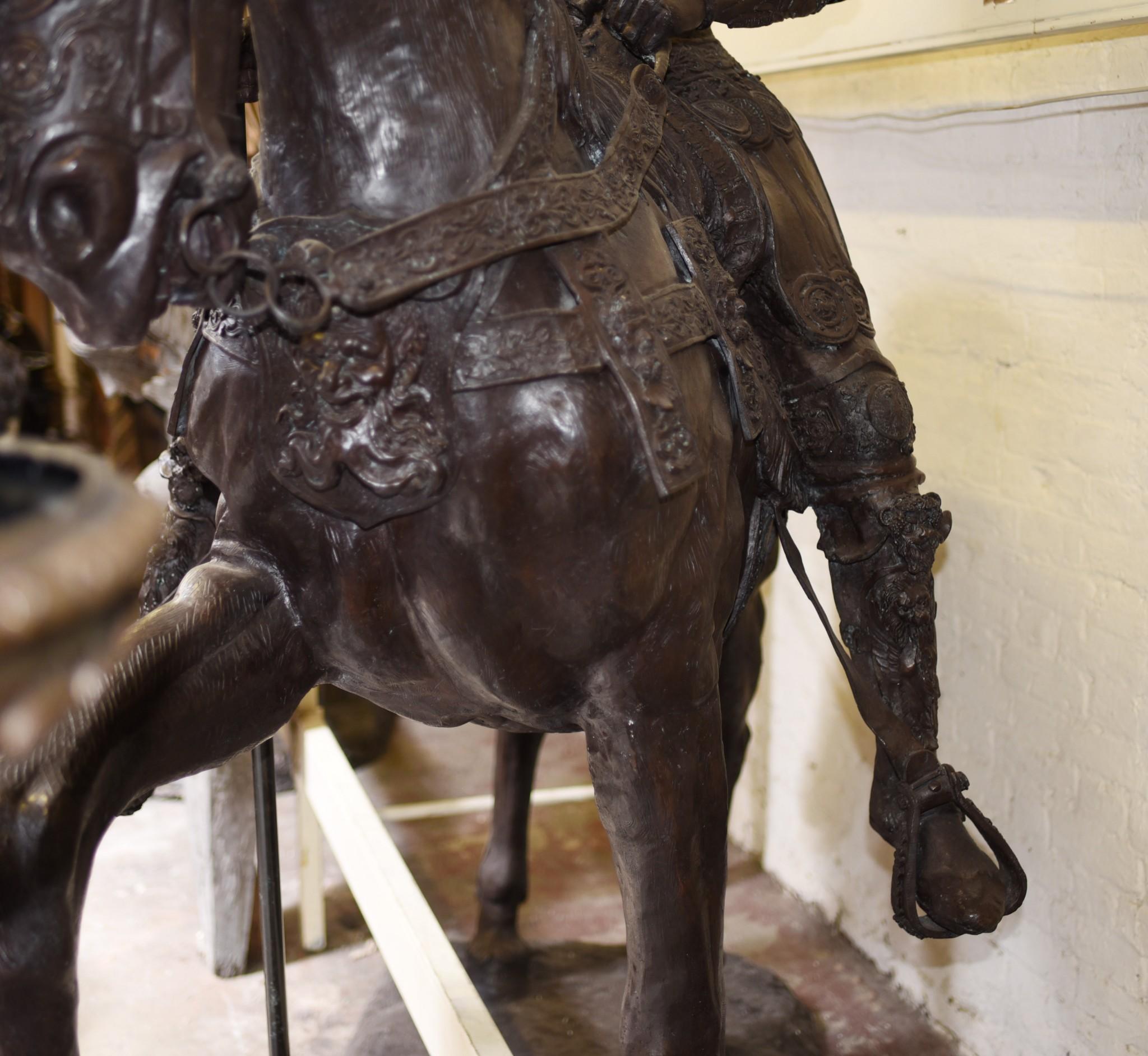 Lifesize Roman Gladiator on Horseback Statue Sculpture Architectural Art 3
