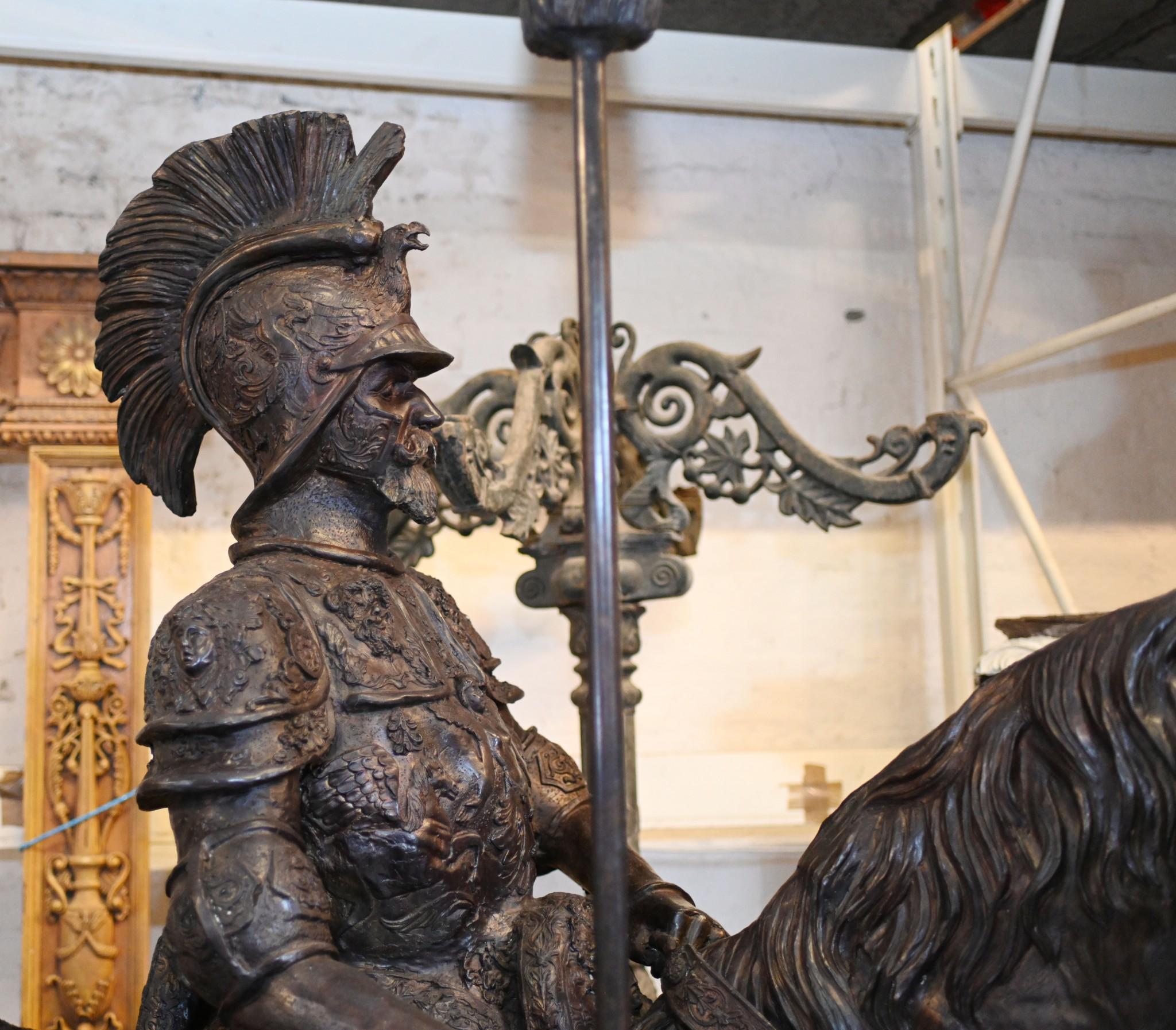 Lifesize Roman Gladiator on Horseback Statue Sculpture Architectural Art For Sale 3