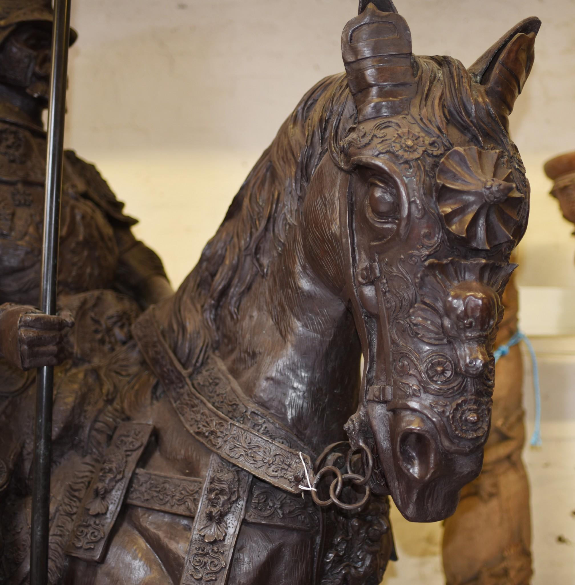 Lifesize Roman Gladiator on Horseback Statue Sculpture Architectural Art 4