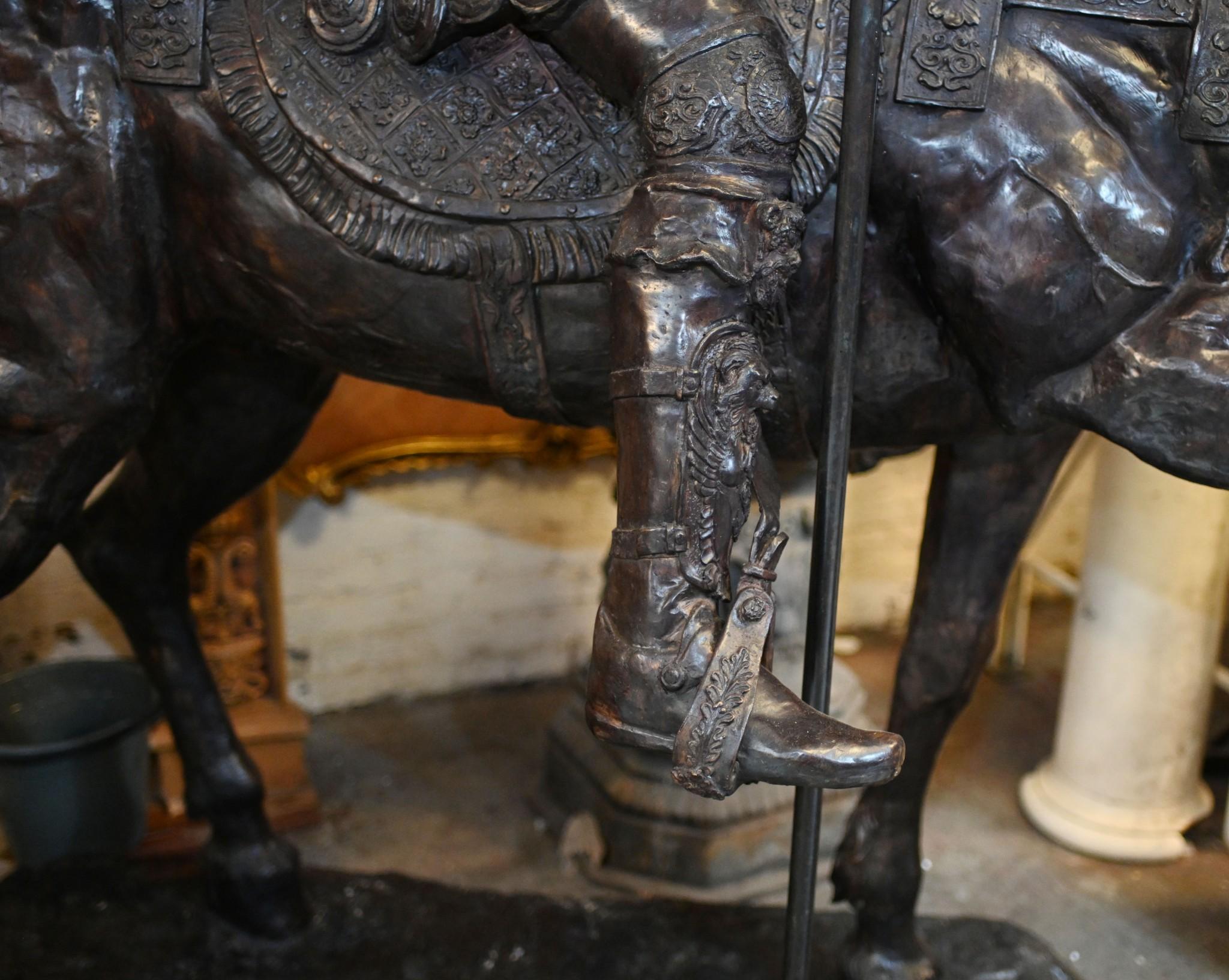 Lifesize Roman Gladiator on Horseback Statue Sculpture Architectural Art For Sale 4