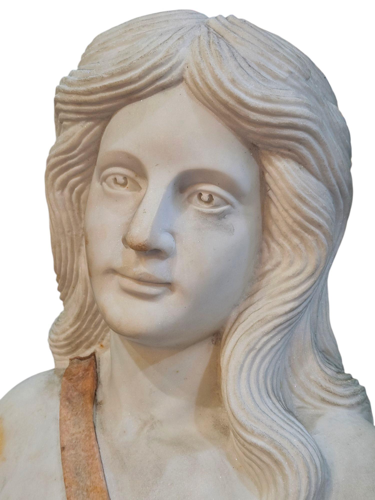 Lifesize Marble Classical Figure
Neoclassical Elegance
Variegated carved Marble
C20th
