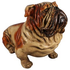 Lifesize Vintage Figural Advertising Painted Plaster Bulldog Sculpture