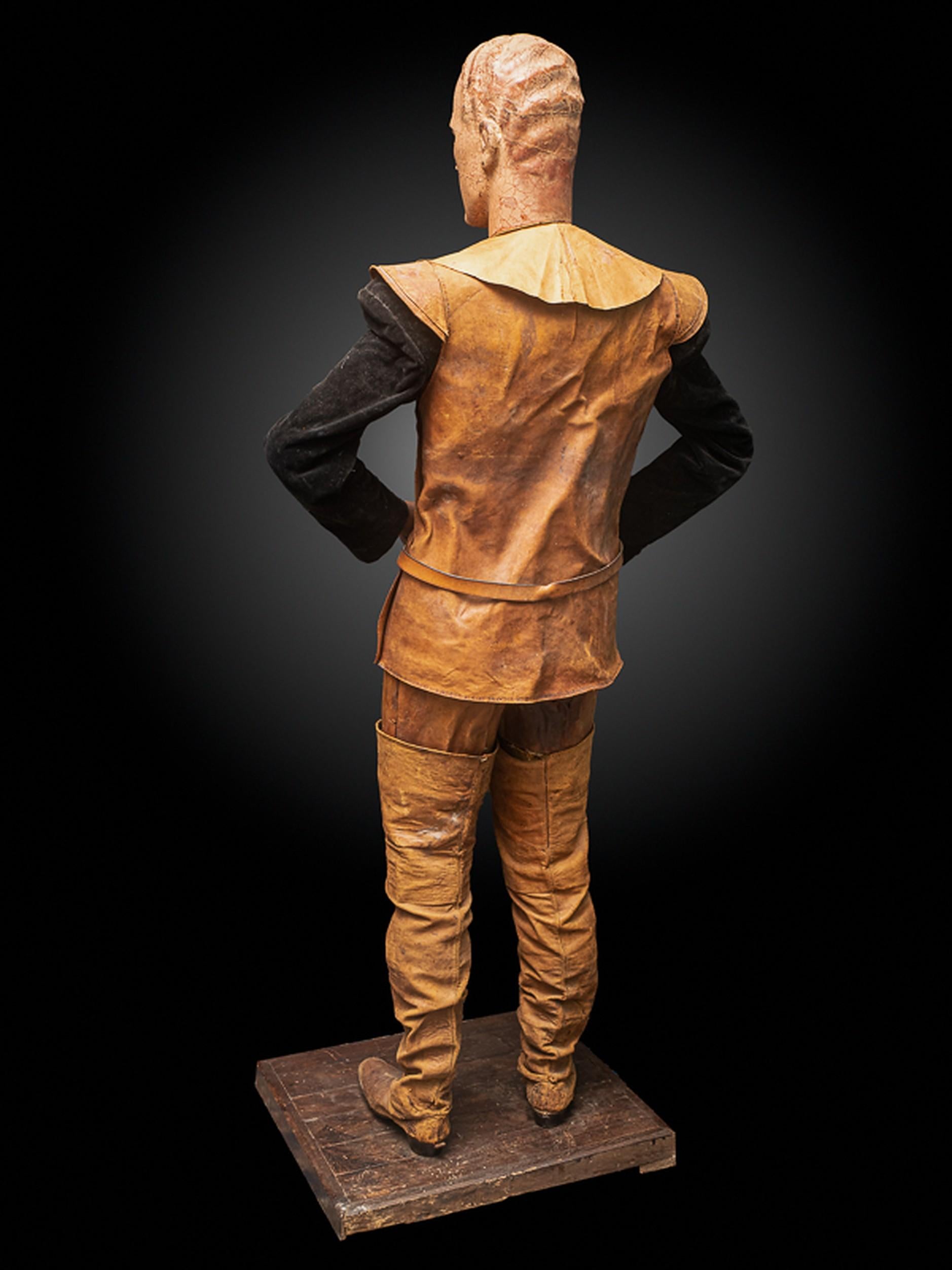 Hand-Carved Lifesize Vintage Wooden Mannequin Featuring Articulated Arms and Legs For Sale