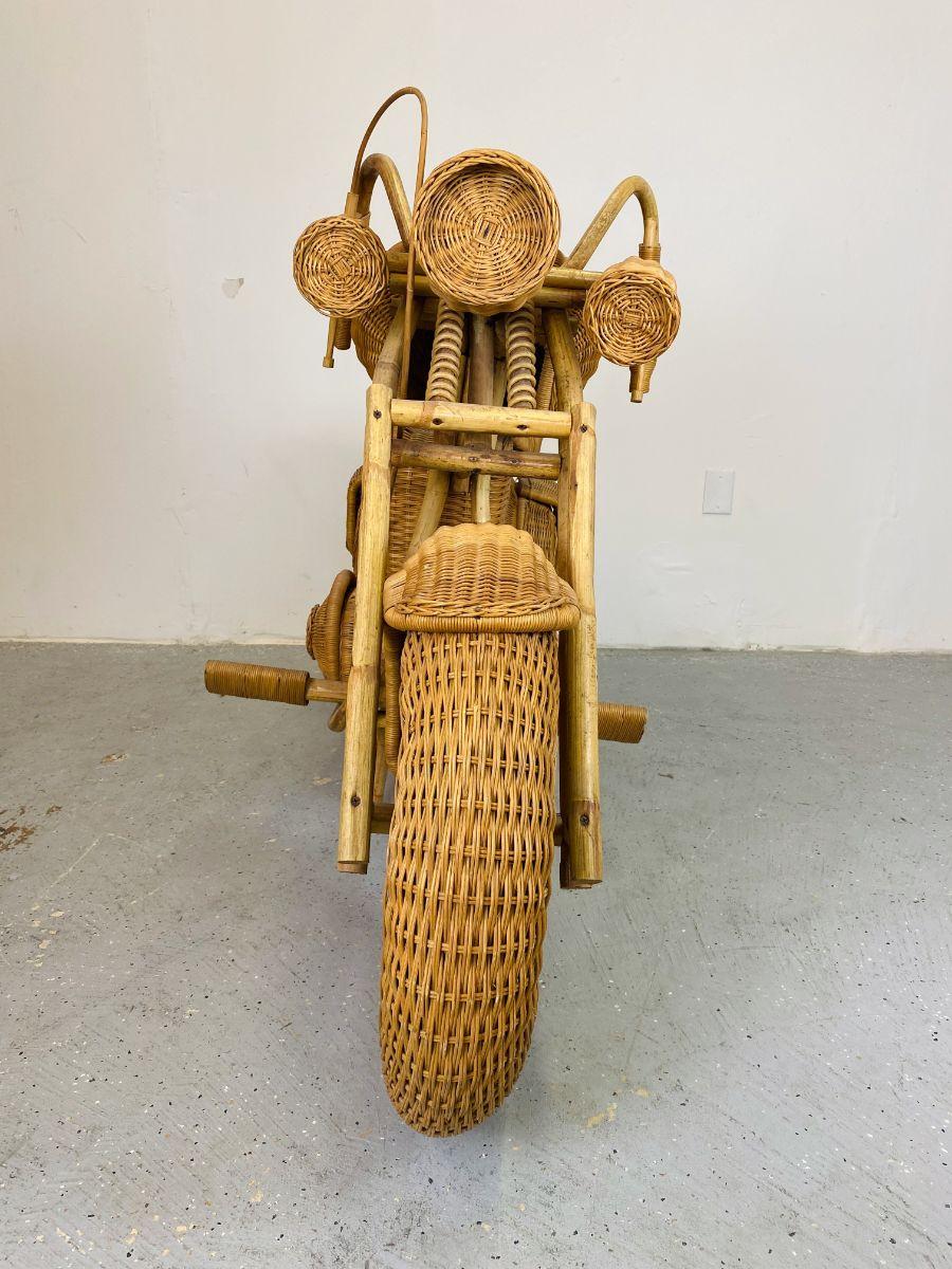 Late 20th Century Lifesize Woven Rattan Motorcycle