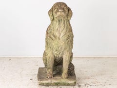 Lifesized Golden Retriever Dog Garden Ornament Stone, English Mid 20th C.