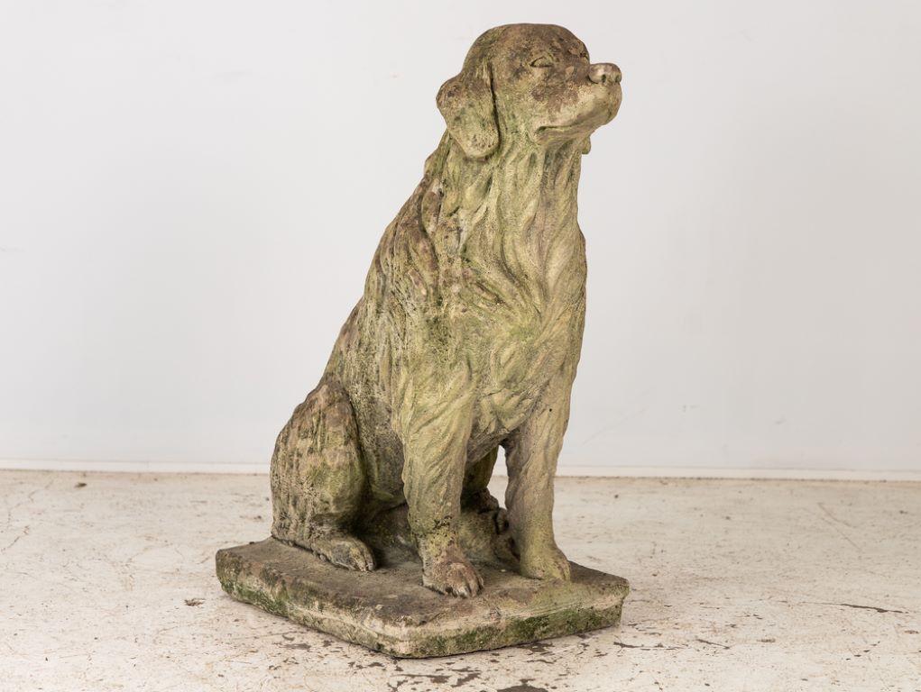 Lifesized Golden Retriever Dog Garden Ornament Stone, English Mid 20th C. In Good Condition In South Salem, NY