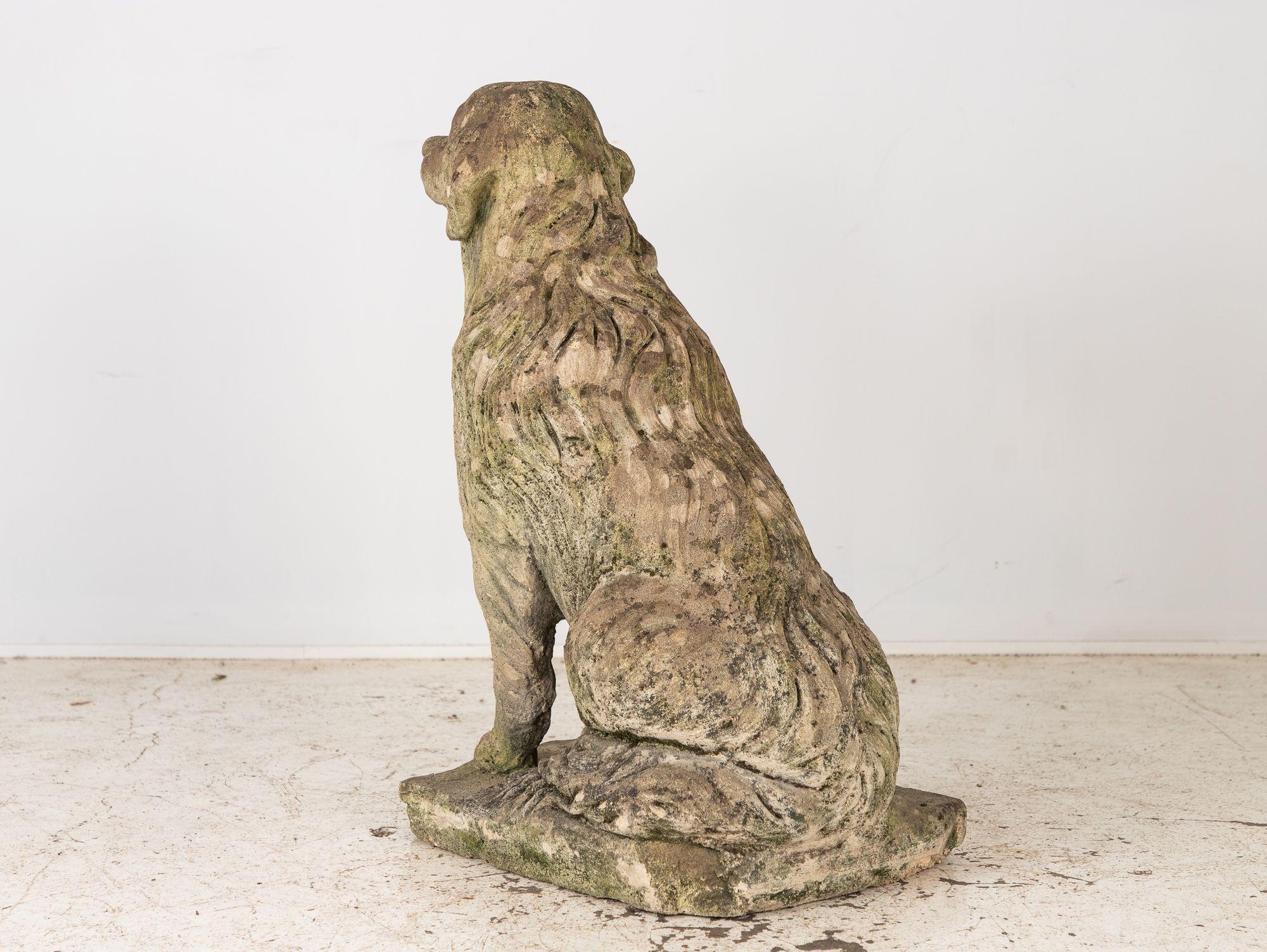 Lifesized Golden Retriever Dog Garden Ornament Stone, English Mid 20th C. 1