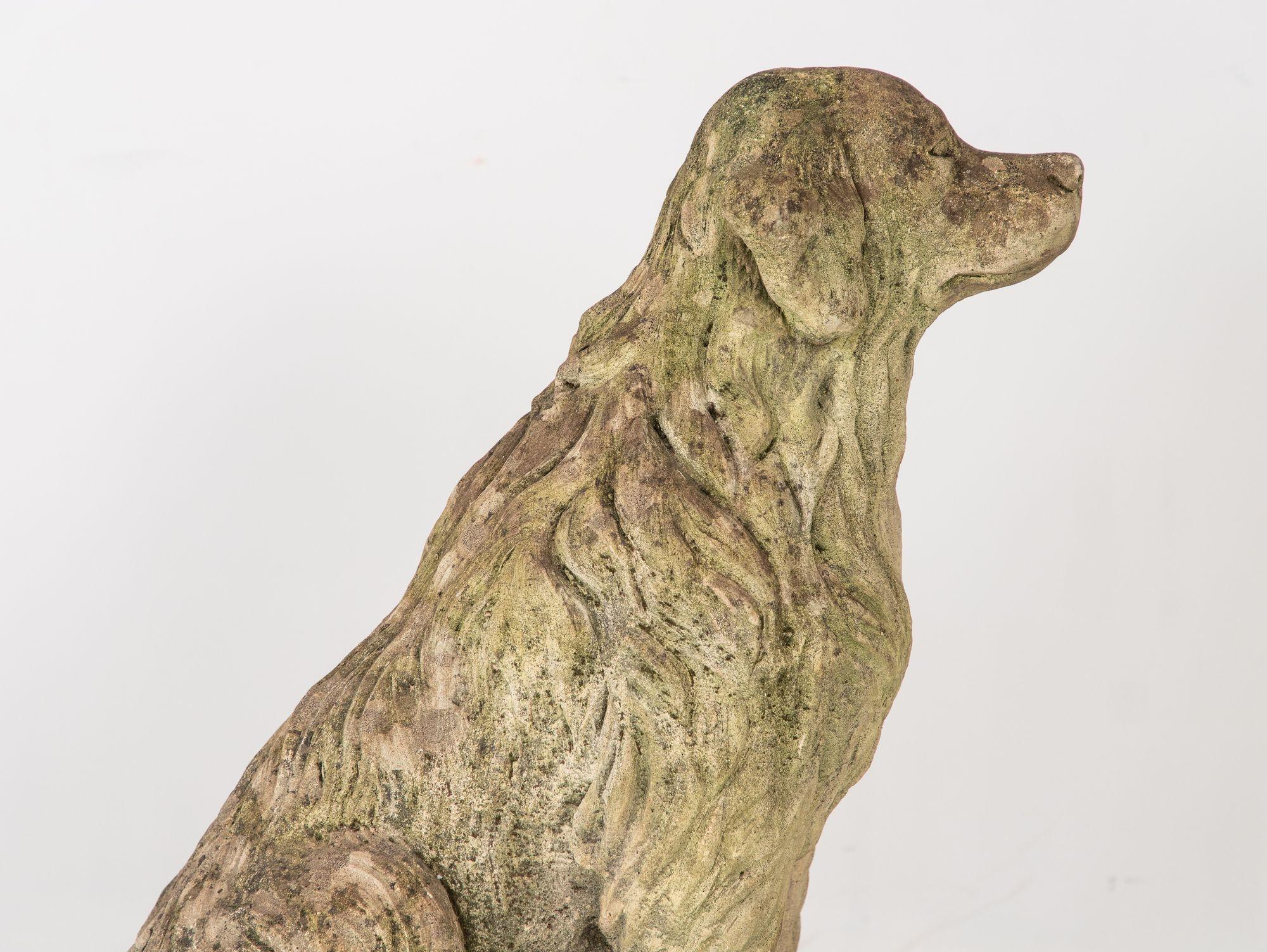 Lifesized Golden Retriever Dog Garden Ornament Stone, English Mid 20th C. 3