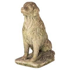 Lifesized Golden Retriever Dog Garden Ornament Stone, English Mid 20th C.